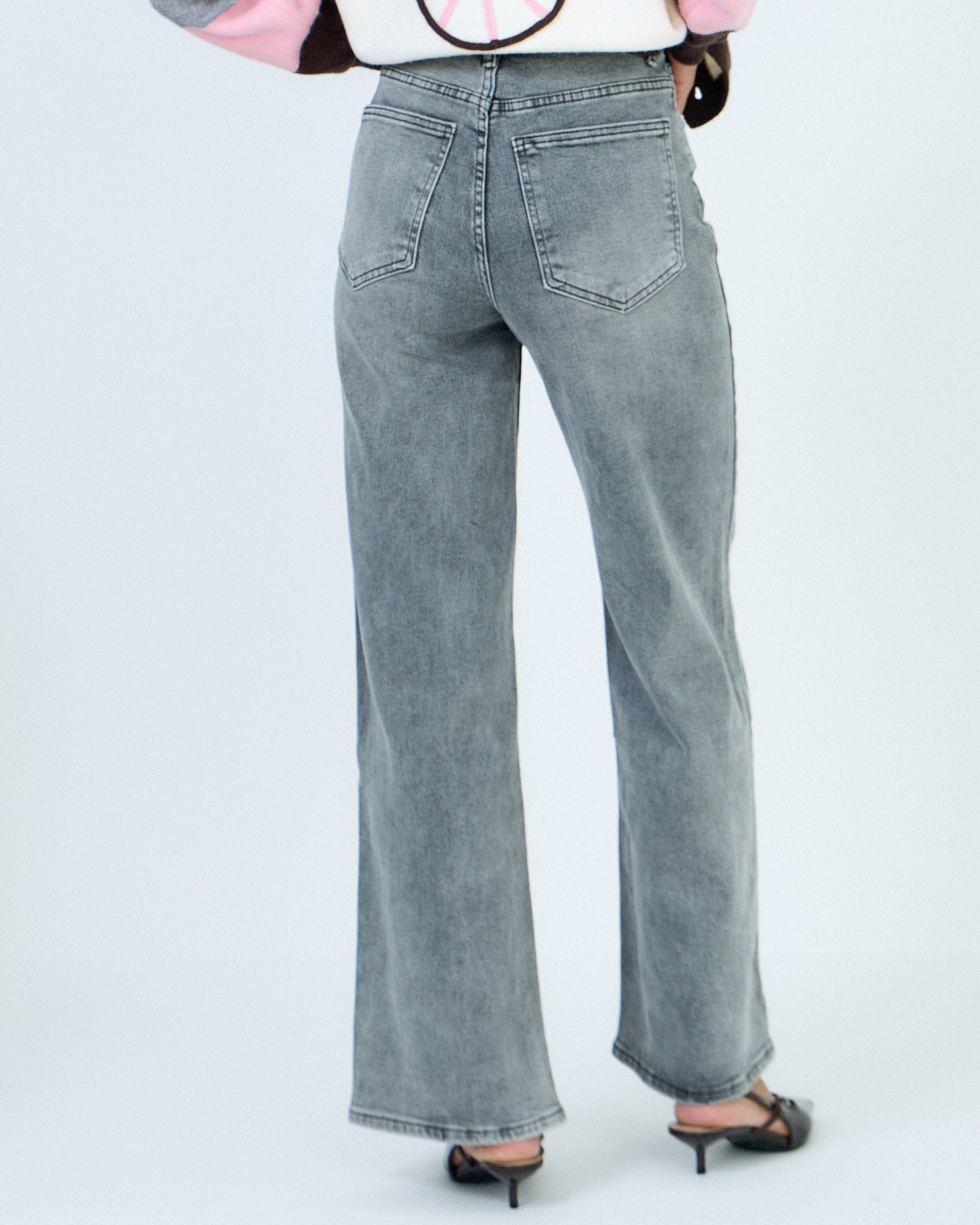 Ana & Lucy | Wide leg jeans Noe-3 Donkergrijs
