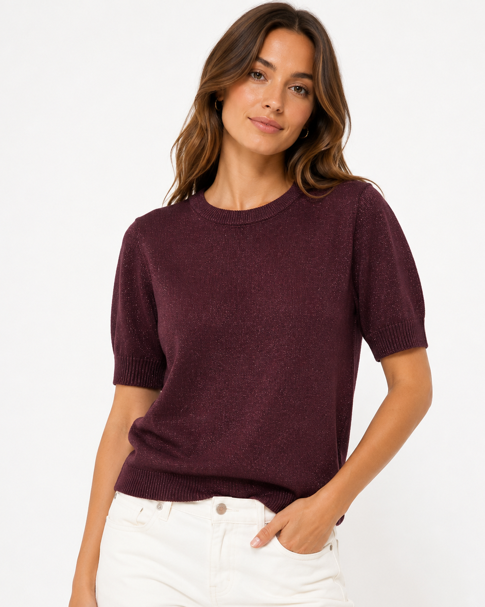 Glitter top Sarah Aubergine