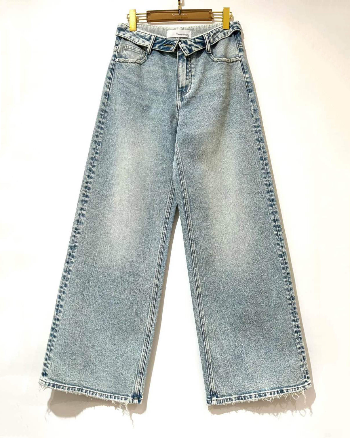 Queen Hearts | Wide leg jeans Fold over Kitty Blauw