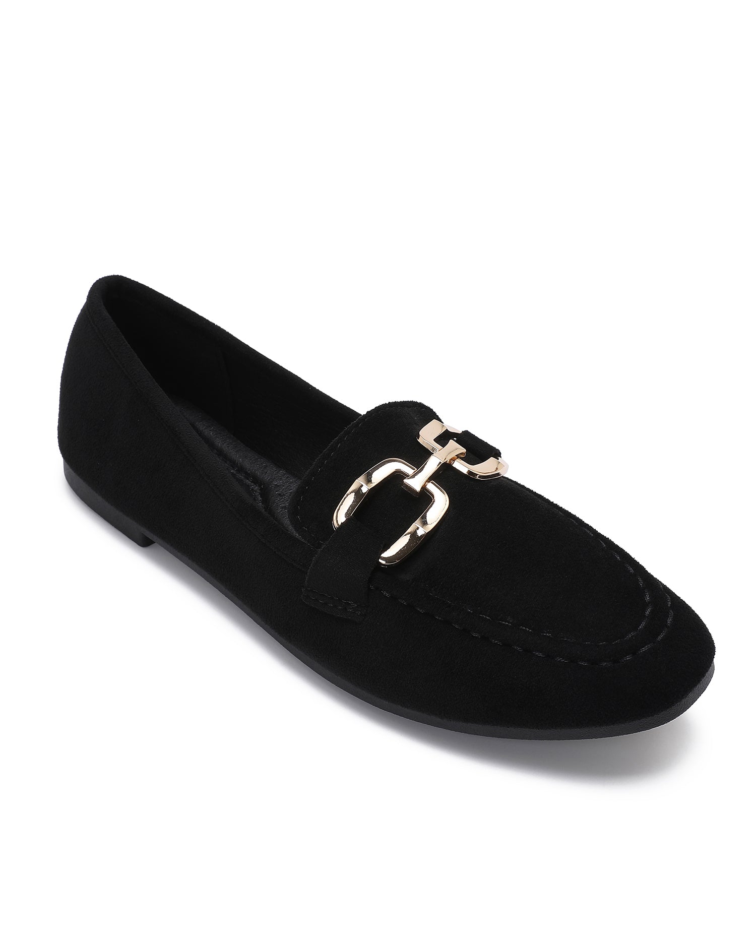 Loafer met goudkleurige gesp Yara Zwart