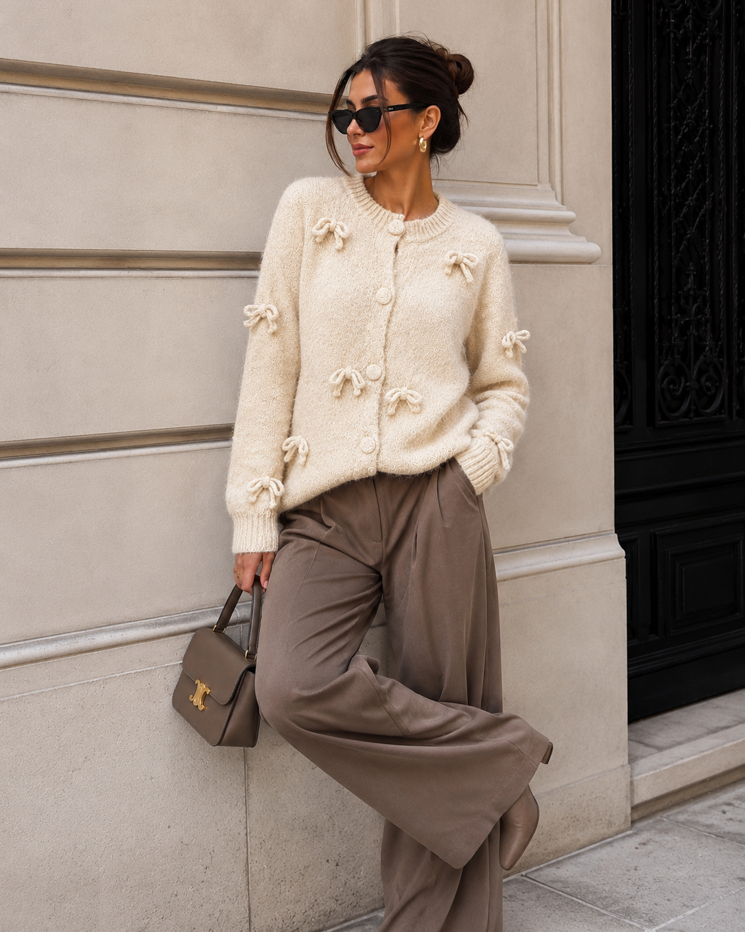 Vest met strikjes Lola Beige