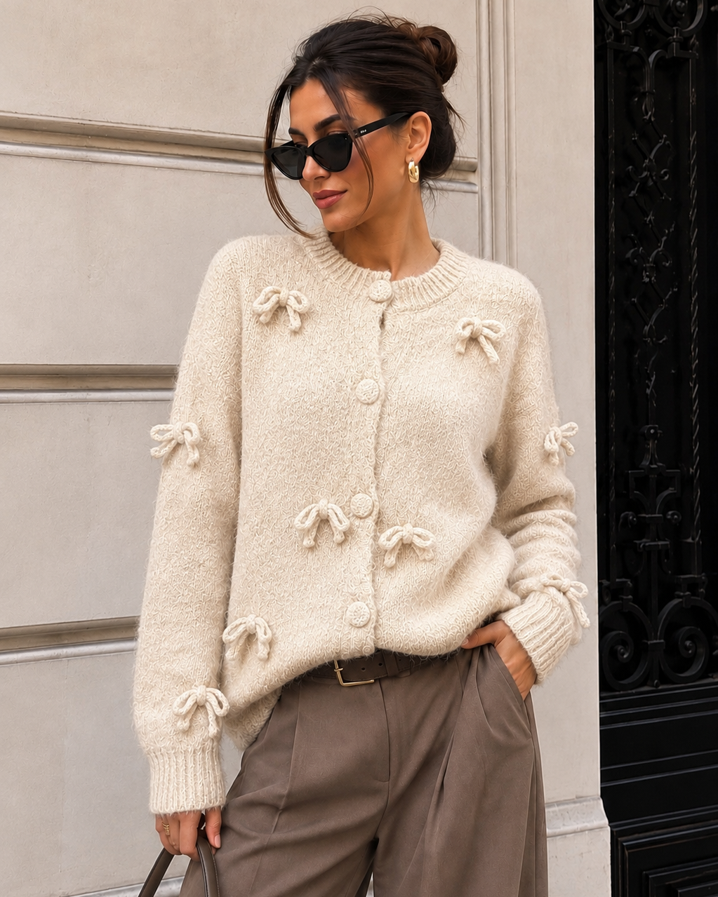 Vest met strikjes Lola Beige