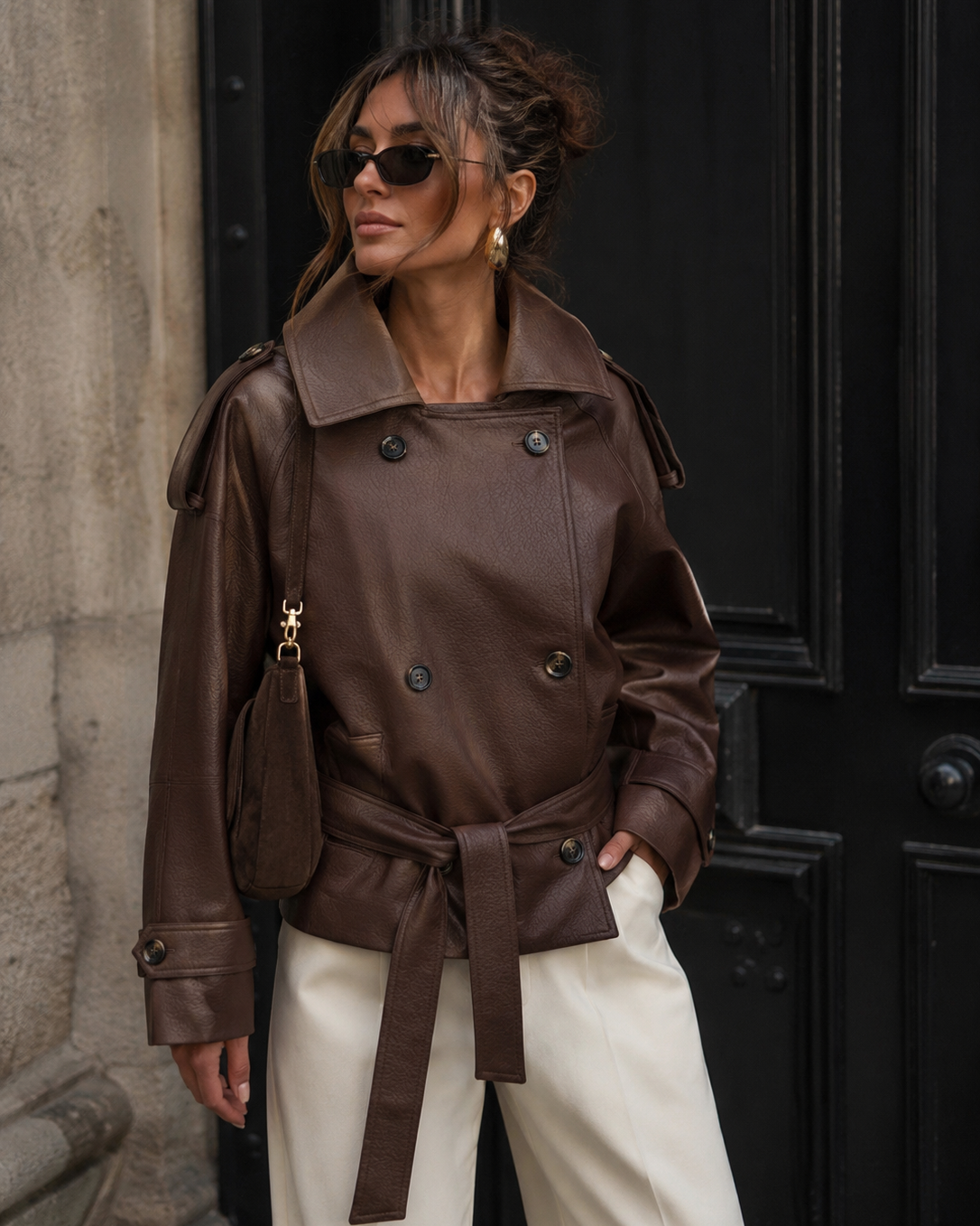 Leatherlook jacket Dory Bruin