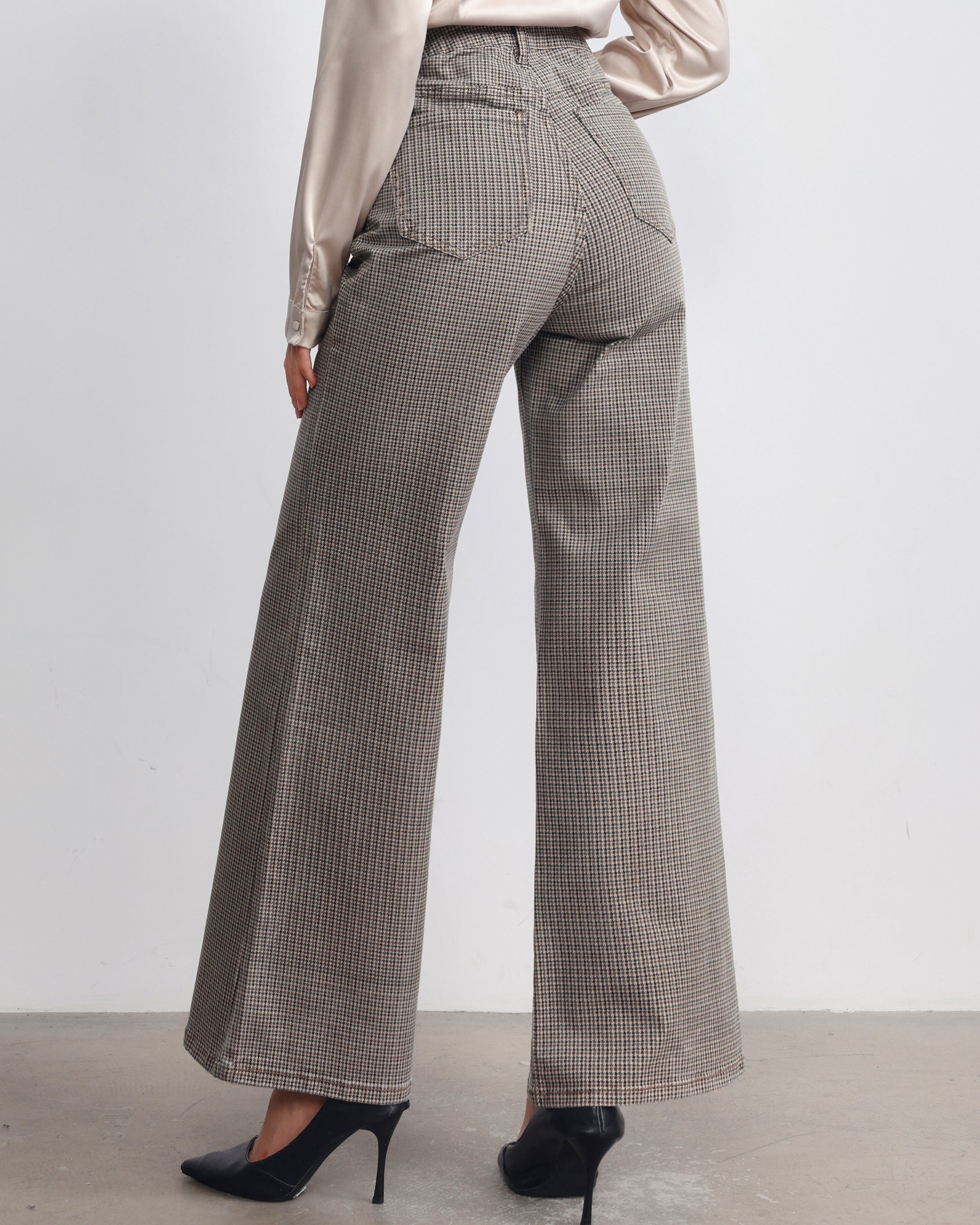 Jewelly | Wide leg jeans pied-de-poule Saar Grijs
