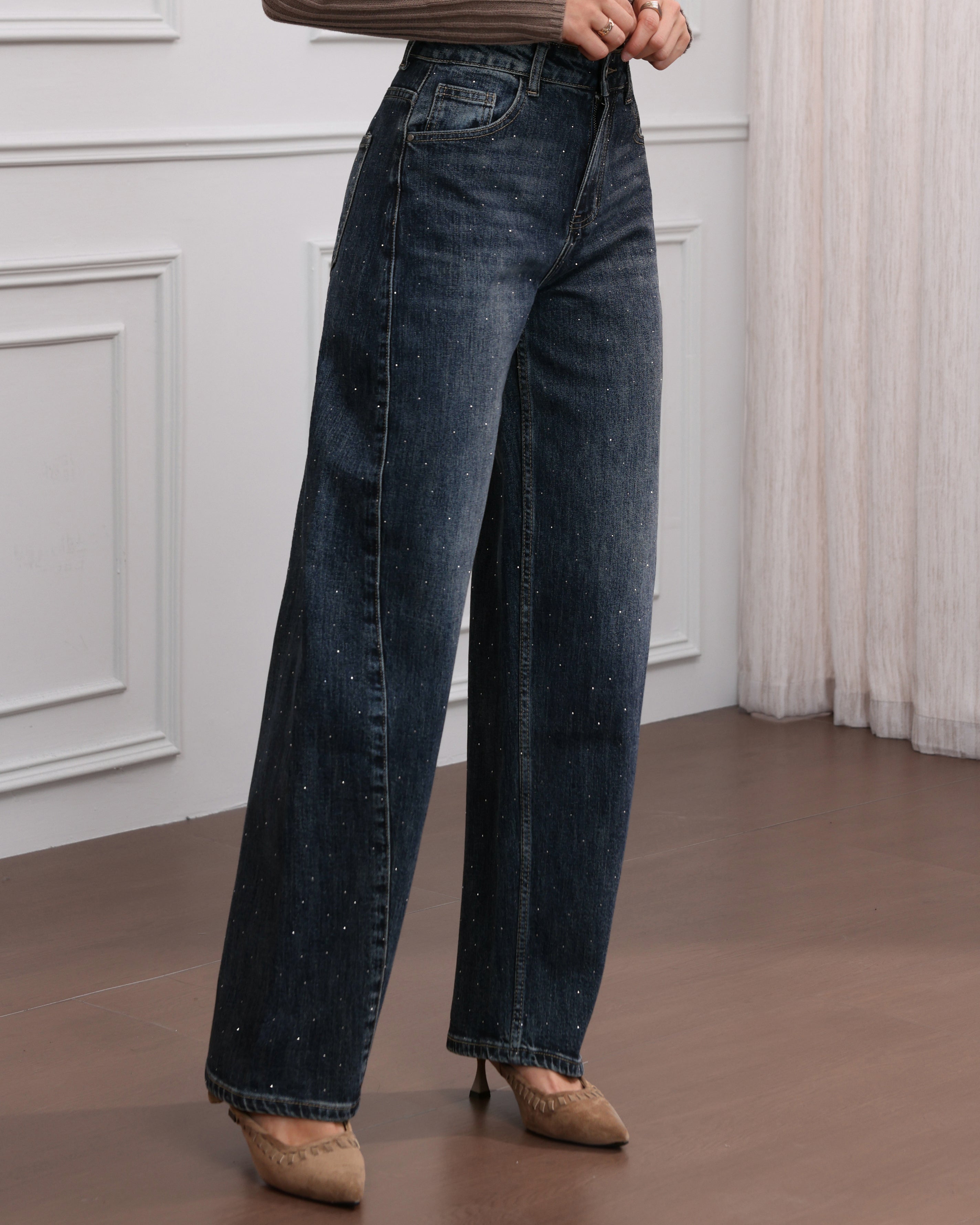 Jewelly | Ballon jeans met strass Semmie Donkerblauw