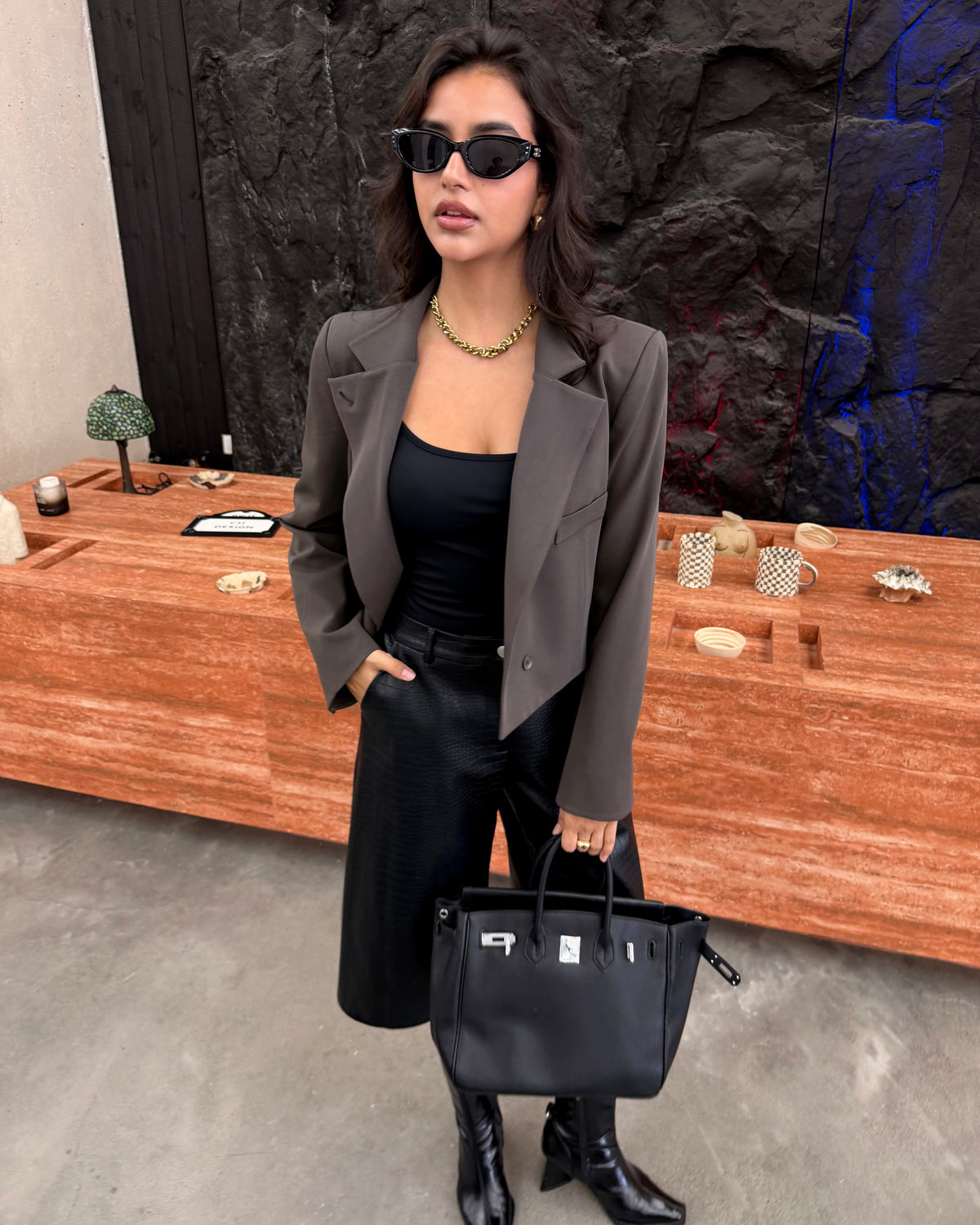 Korte blazer Lindey Donkerbruin