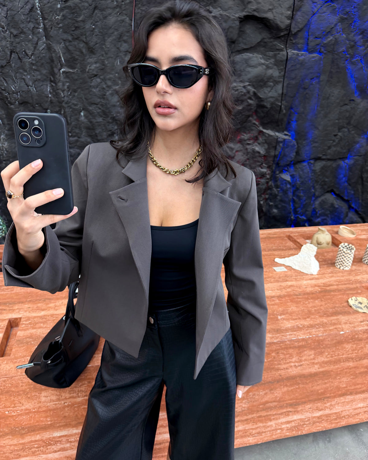 Korte blazer Lindey Donkerbruin