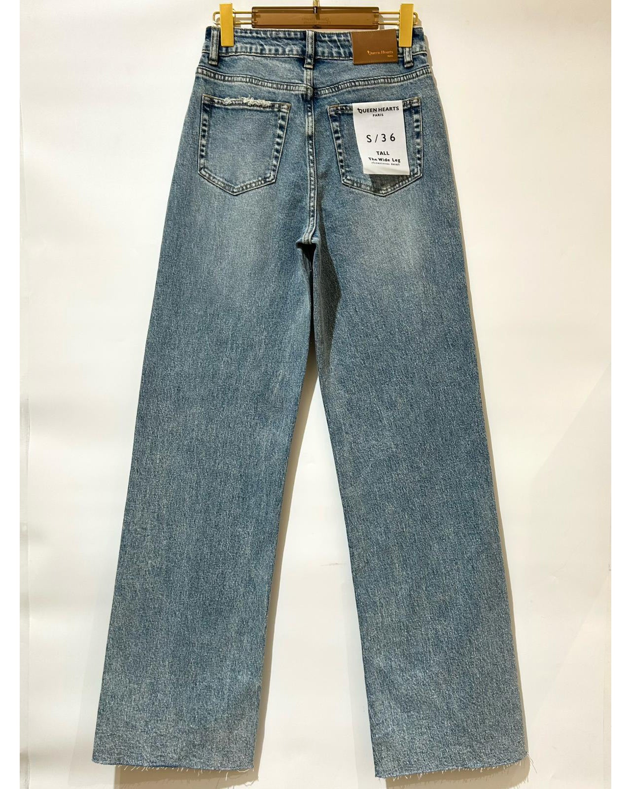 Queen Hearts | Wide leg, Straight jeans met Stras Revi-3 Blauw