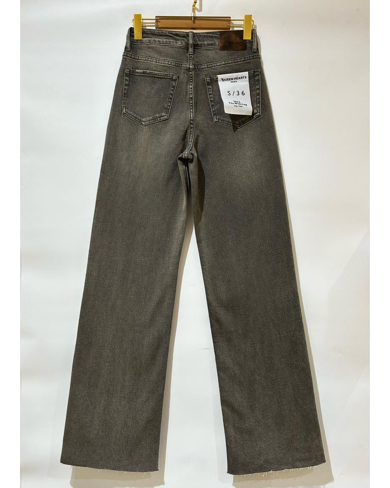 Queen Hearts | Wide leg, Straight jeans Eva-1 Donkergrijs