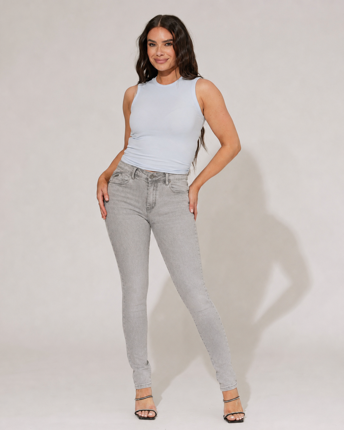 Norfy | Skinny jeans push up Pip-1 Grijs