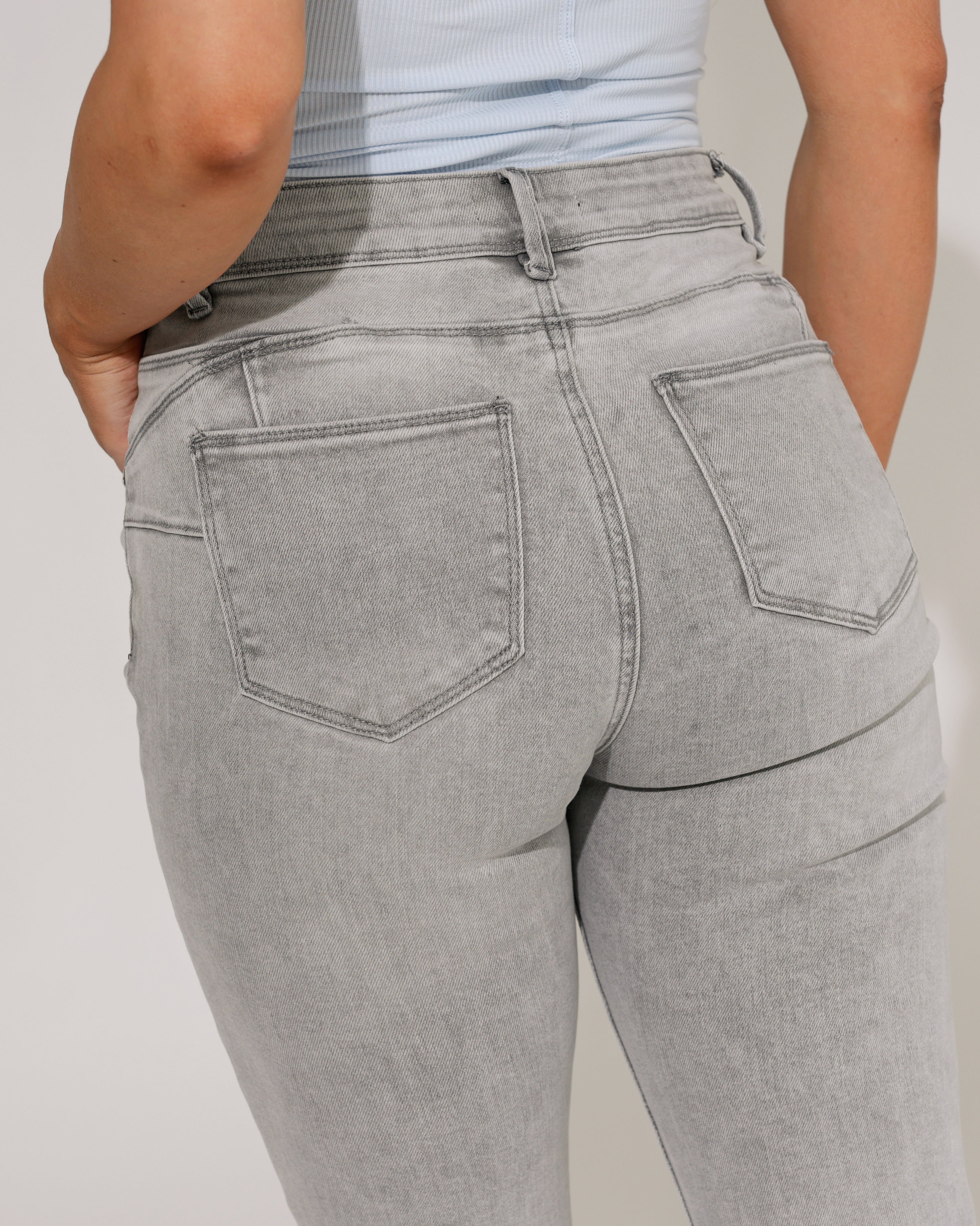 Norfy | Skinny jeans push up Pip-1 Grijs