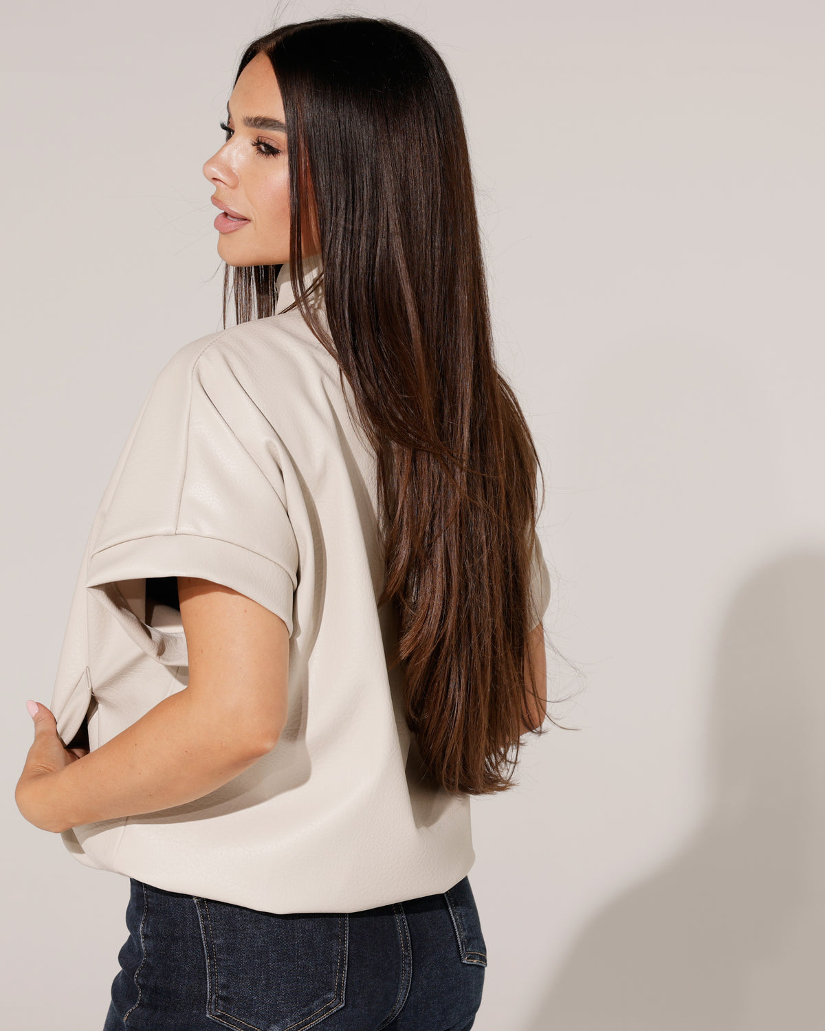 Leatherlook jacket Saar Beige