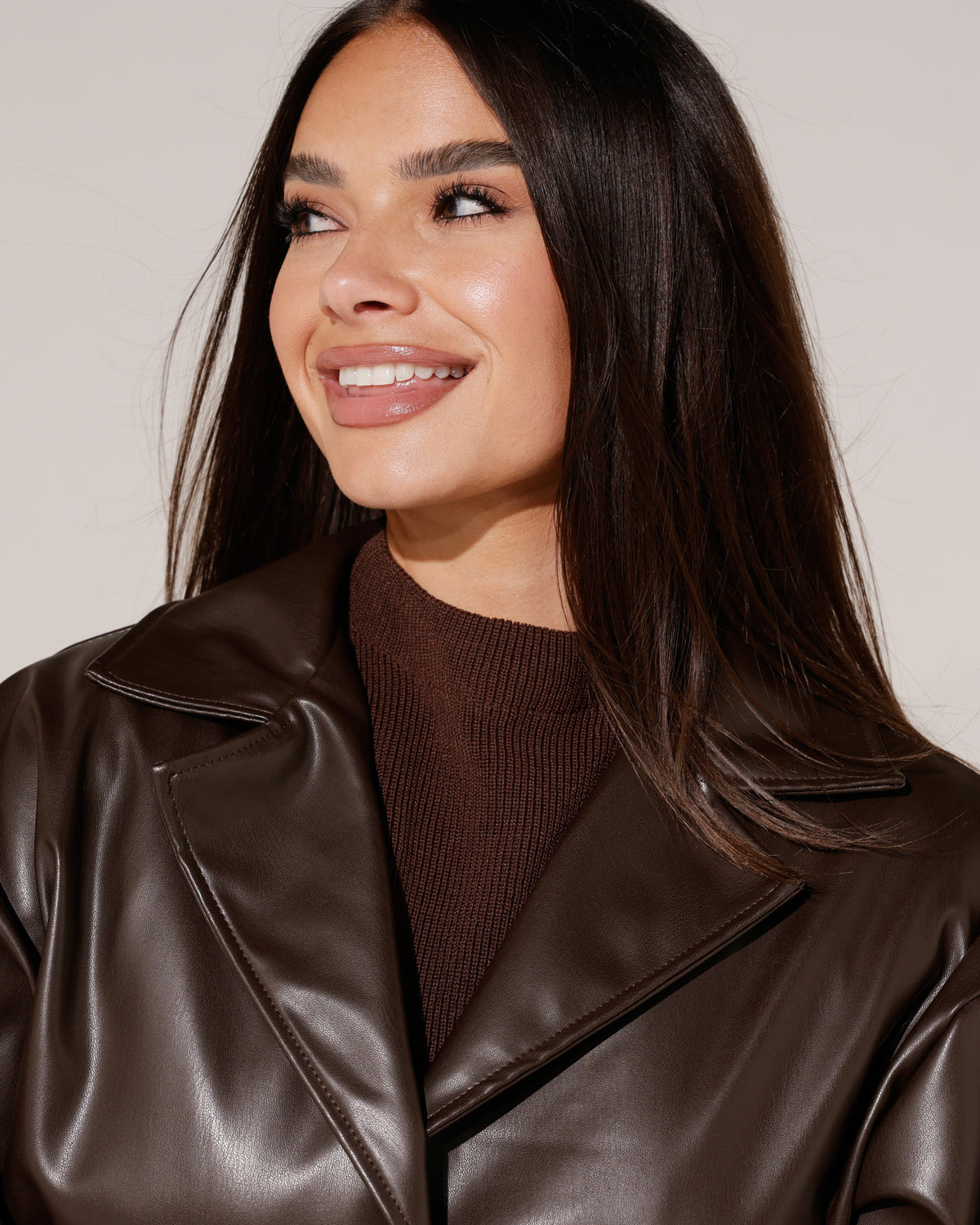 Leatherlook blouse Tracey Donkerbruin