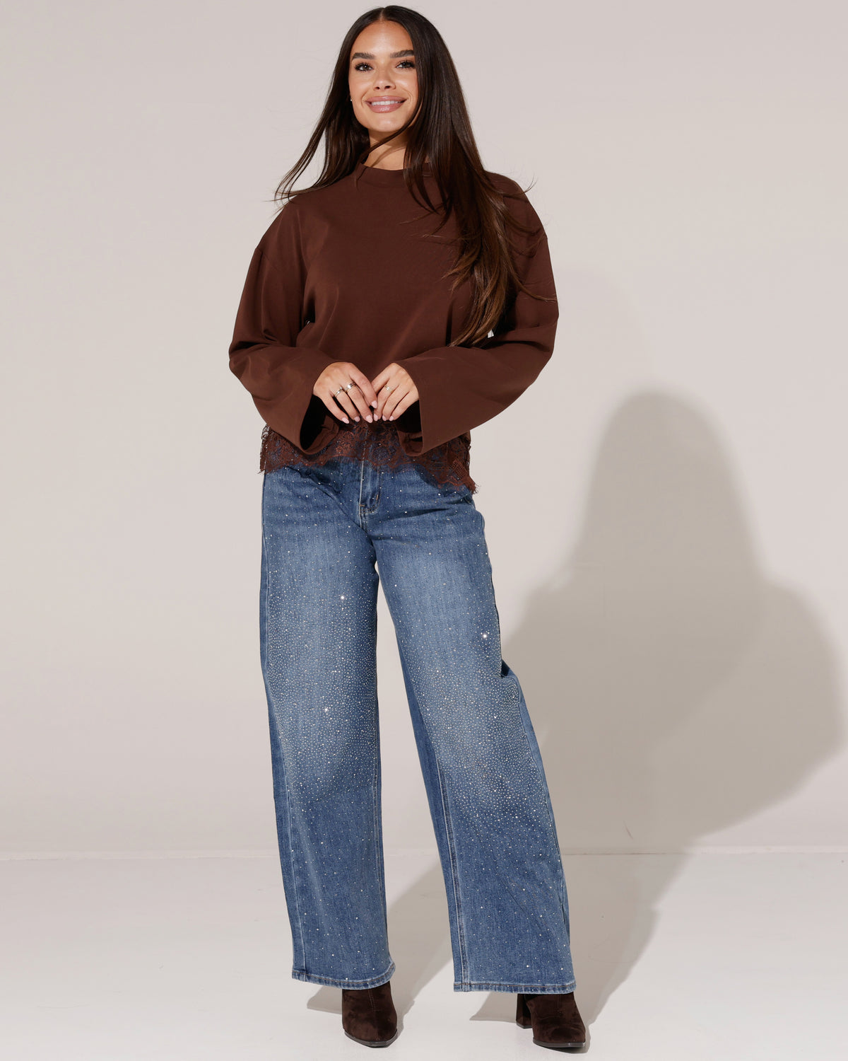 Laulia | Ballon jeans met strass Melle Donkerblauw