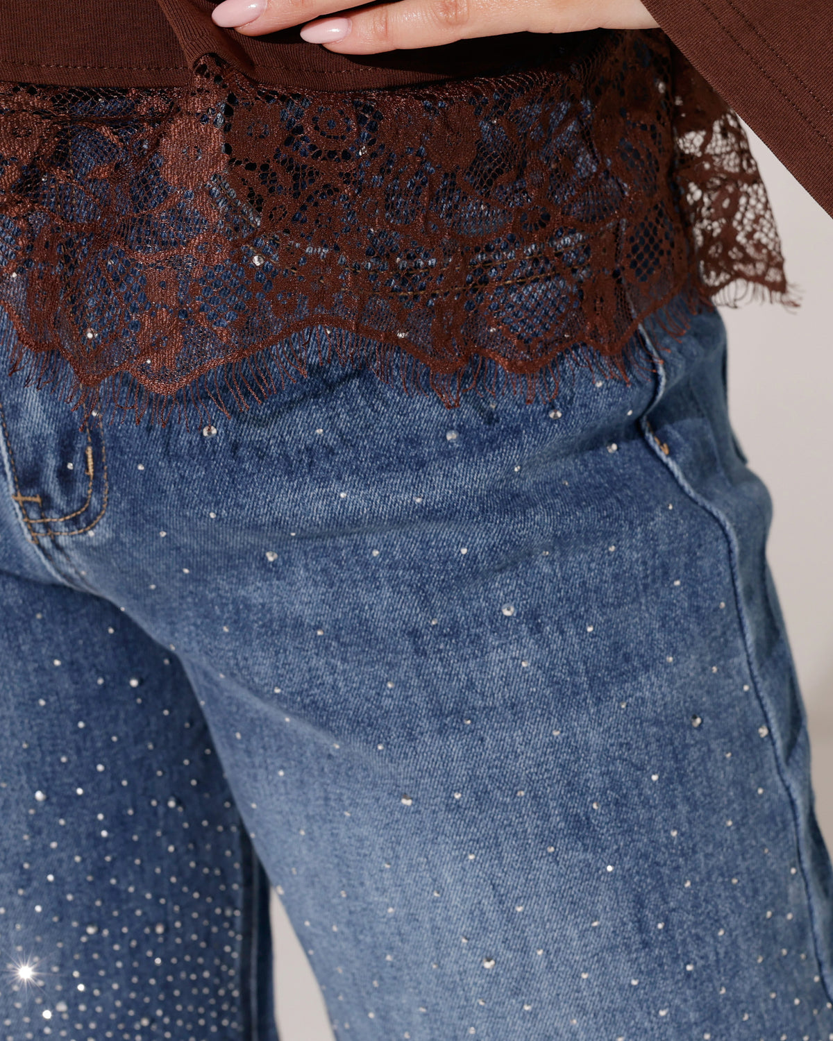 Laulia | Ballon jeans met strass Melle Donkerblauw