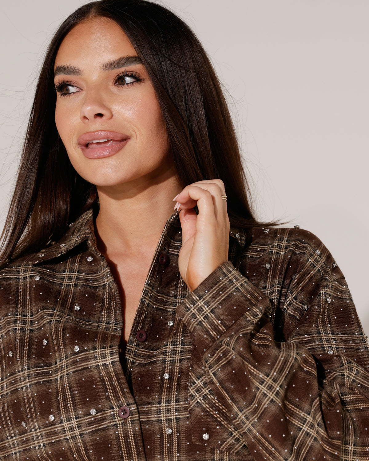 Geruite blouse Sterre Donkerbruin