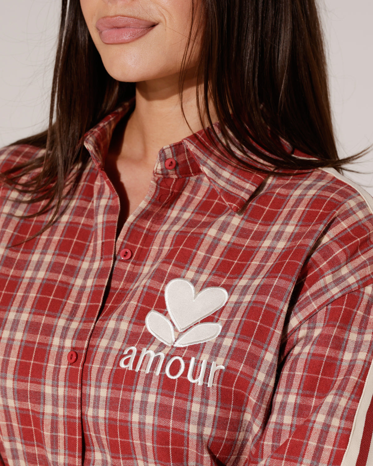 Geruite blouse met strepen Amour Bordeaux