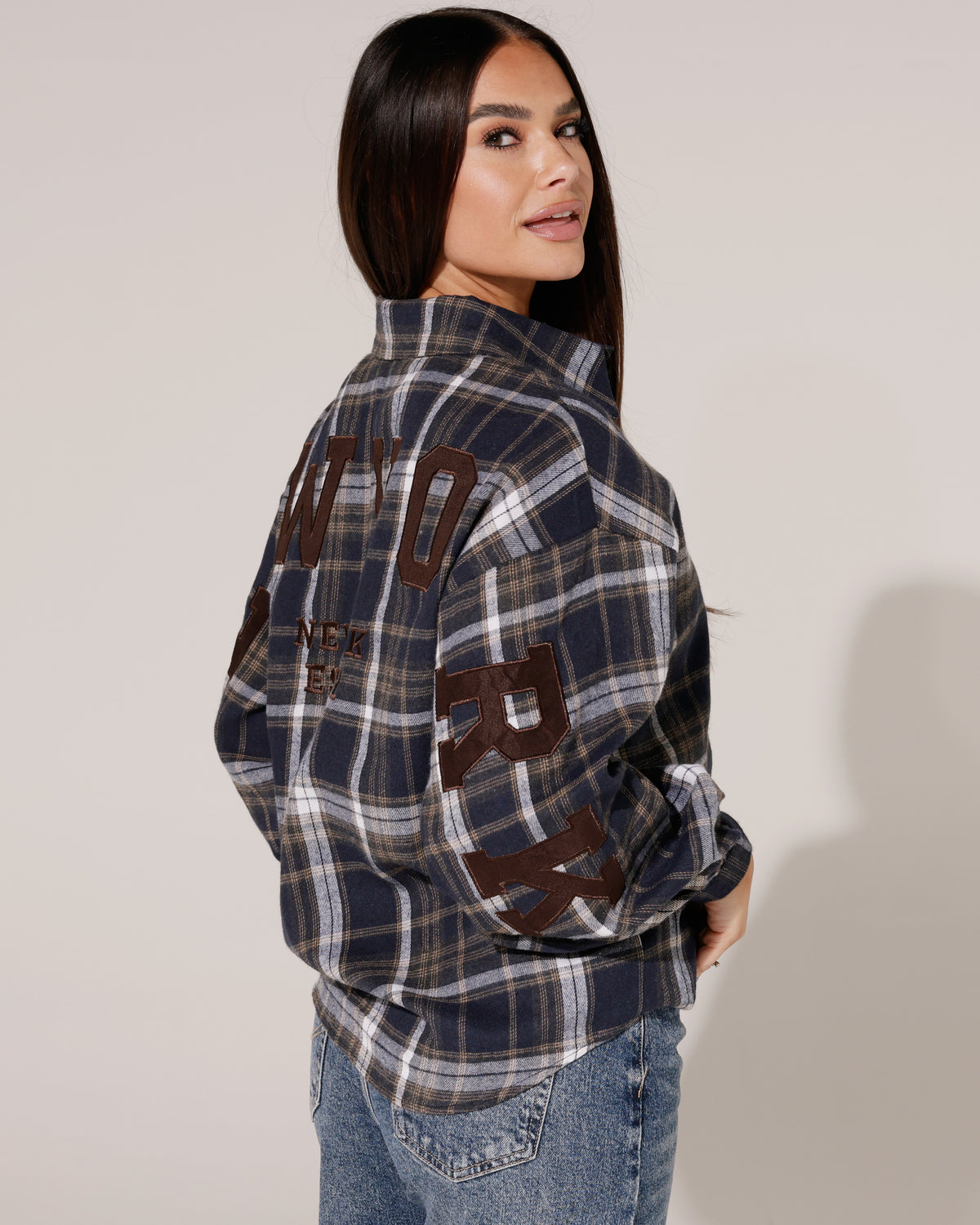 Geruite blouse New York Isa Donkerblauw