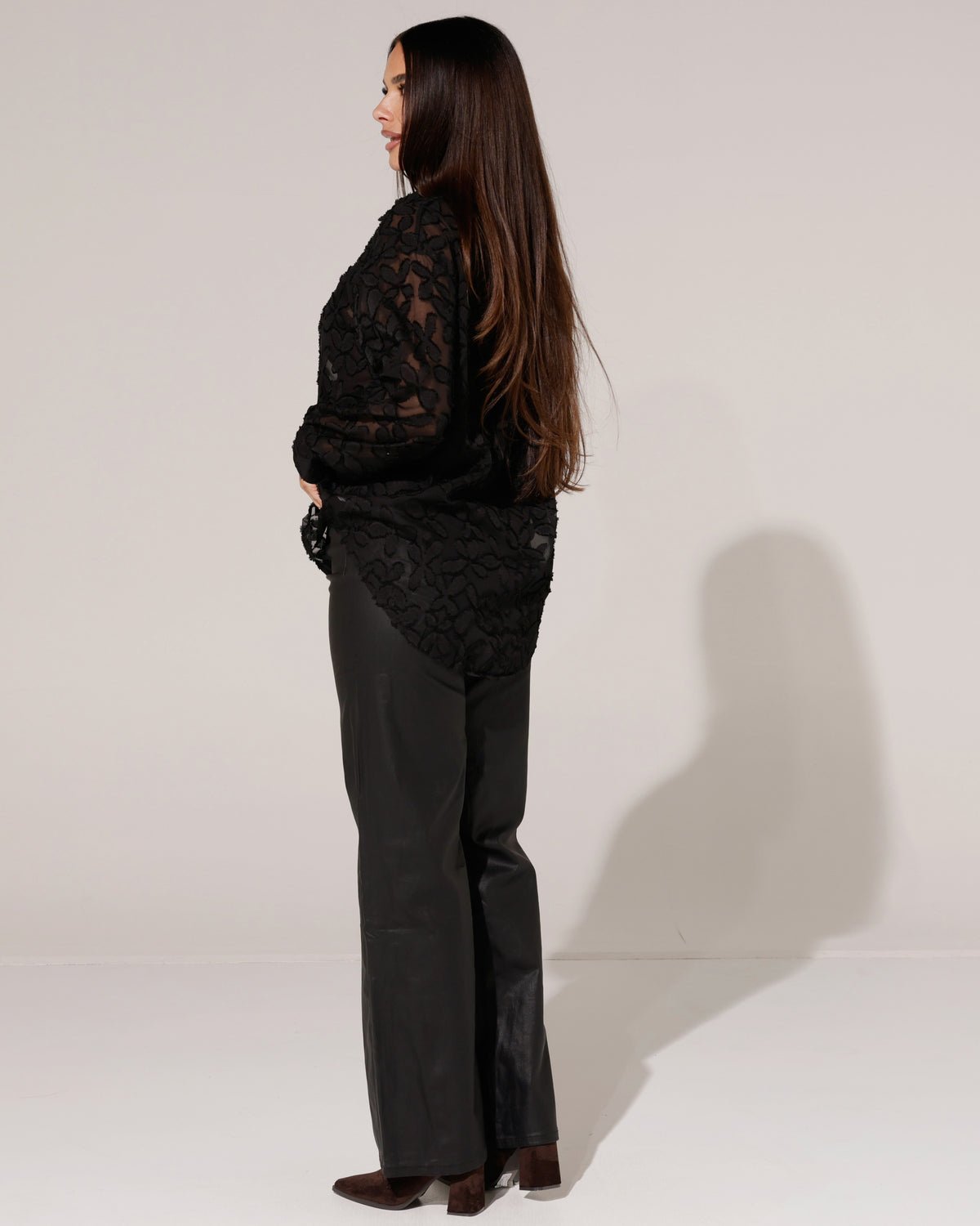 Goodies | Leatherlook wide leg broek Pamela Zwart