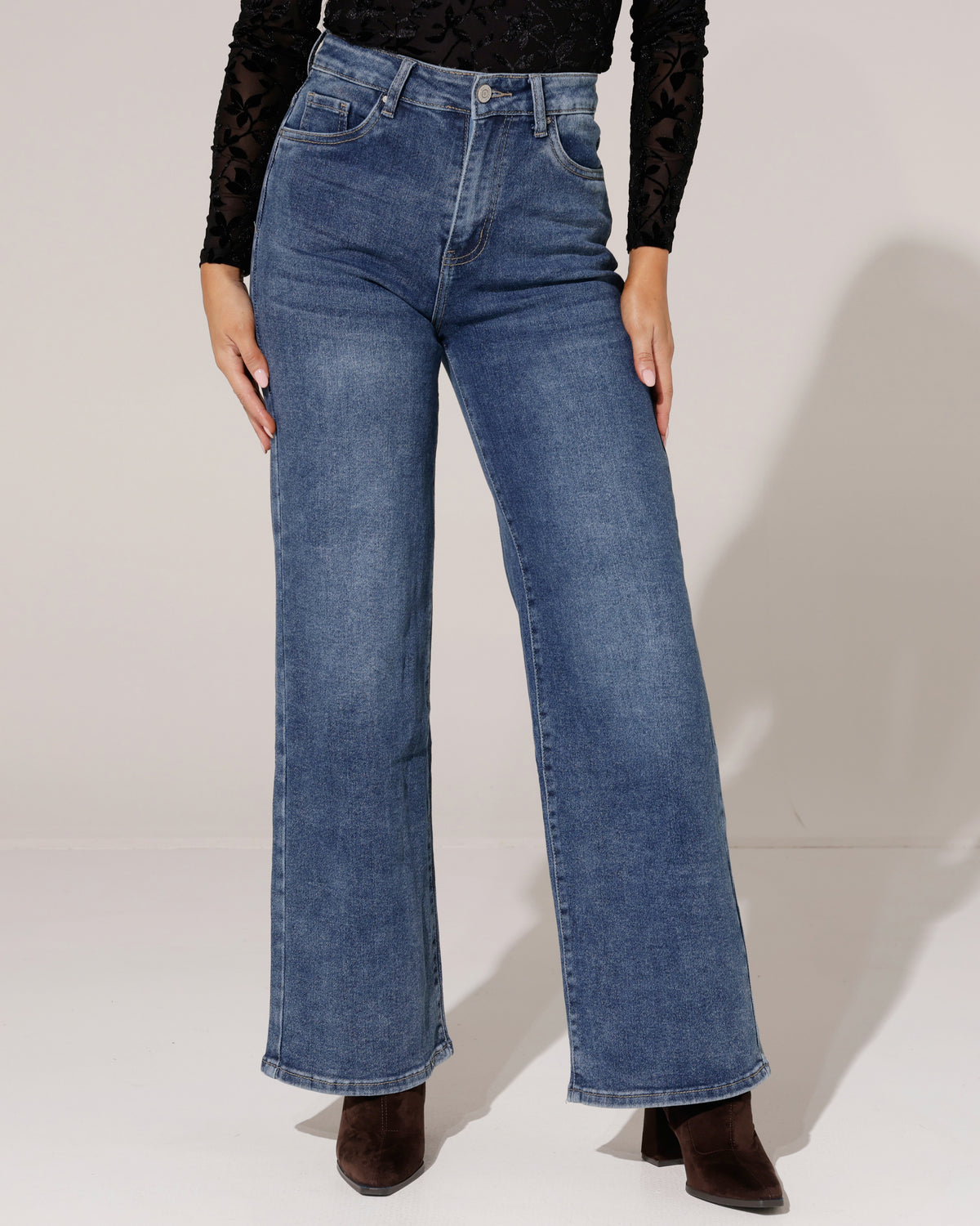 Redseventy | Wide leg jeans strass zak Shari Blauw
