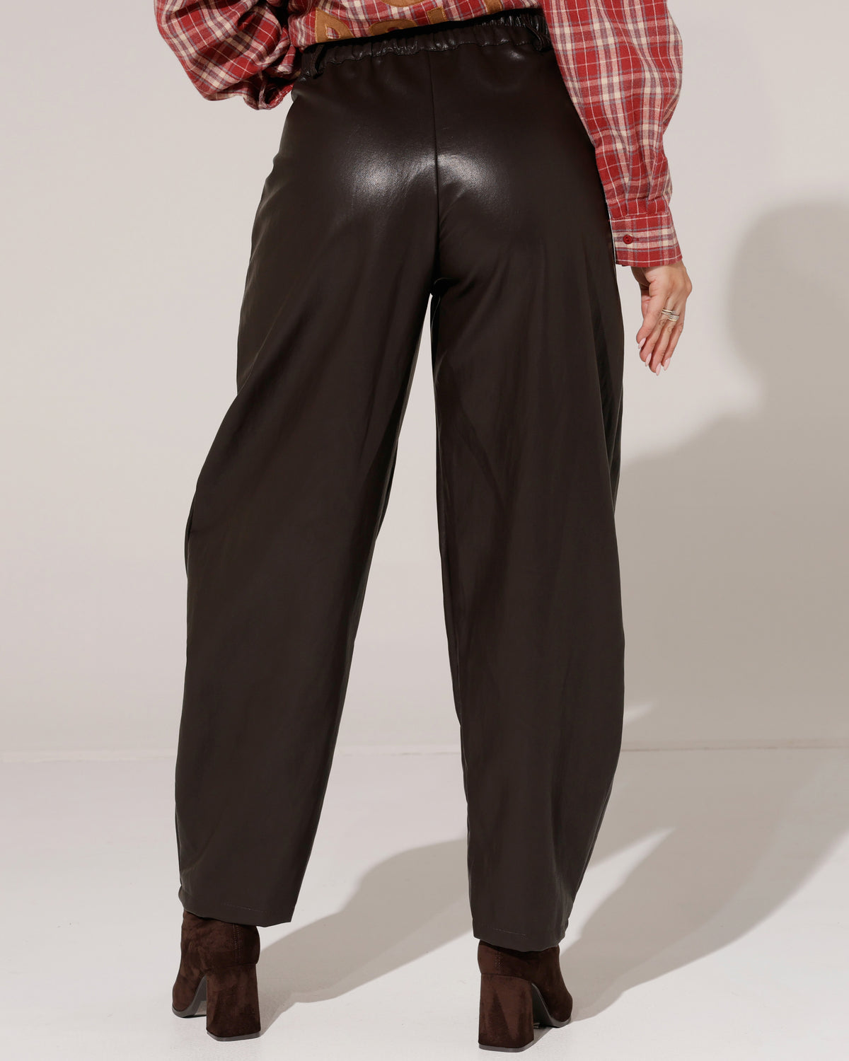 Leatherlook ballon broek Maaike Donkerbruin