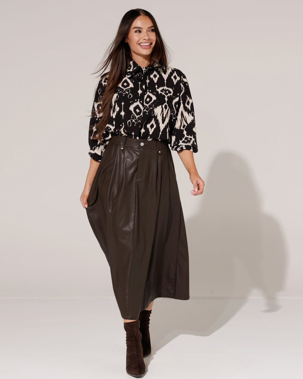 Blouse met print Holley Zwart