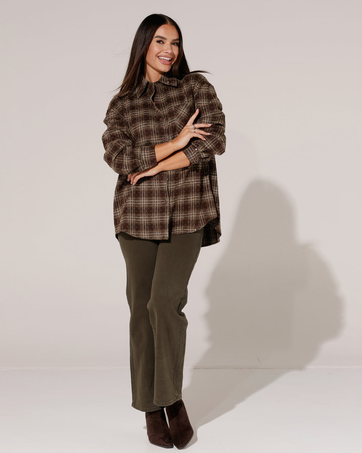 Geruite blouse met strass Tracey Bruin