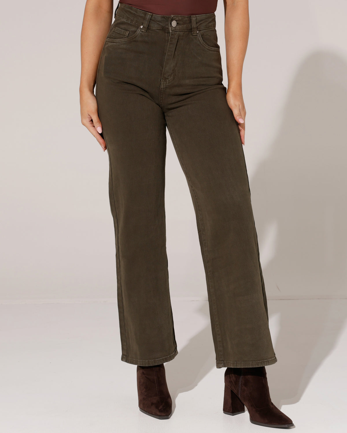 Redseventy | Wide leg jeans Kirsten-19 Donkergroen