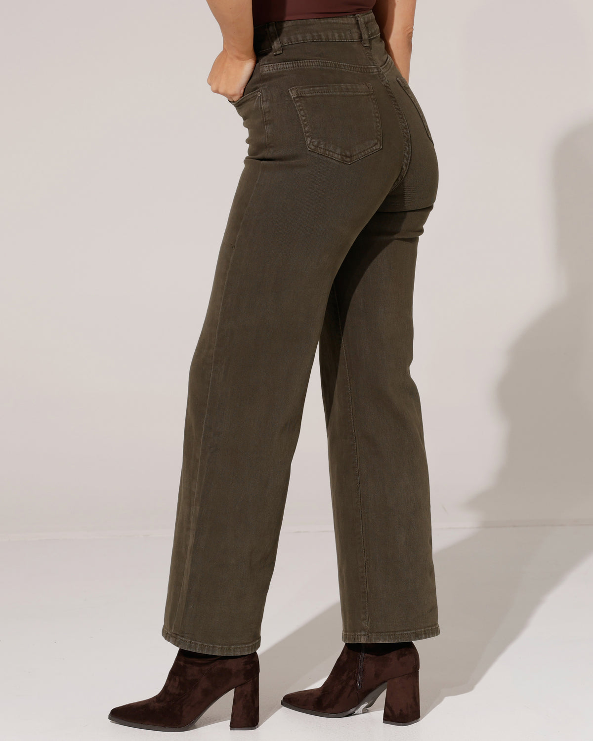 Redseventy | Wide leg jeans Kirsten-19 Donkergroen