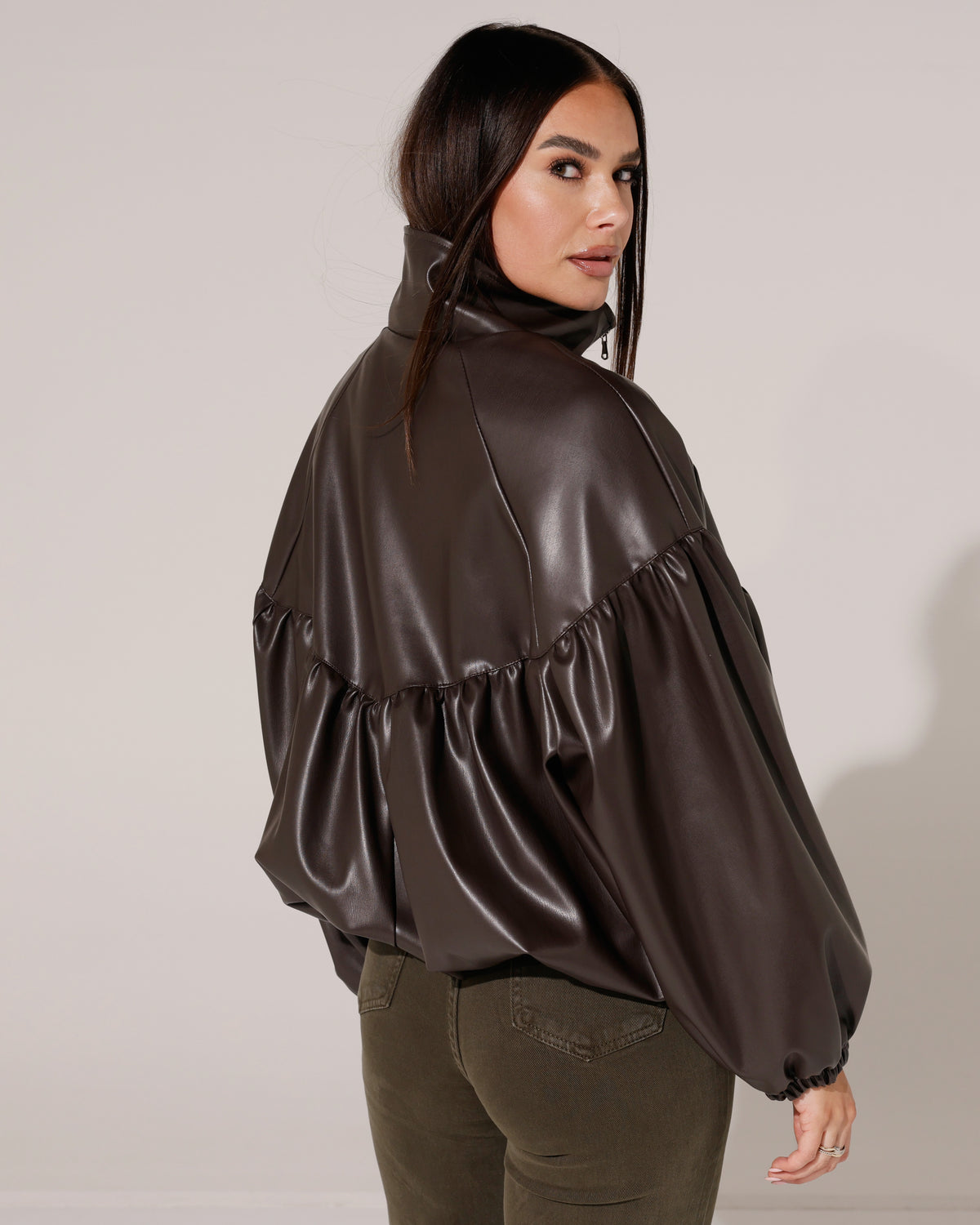 Leatherlook jacket Missy Donkerbruin