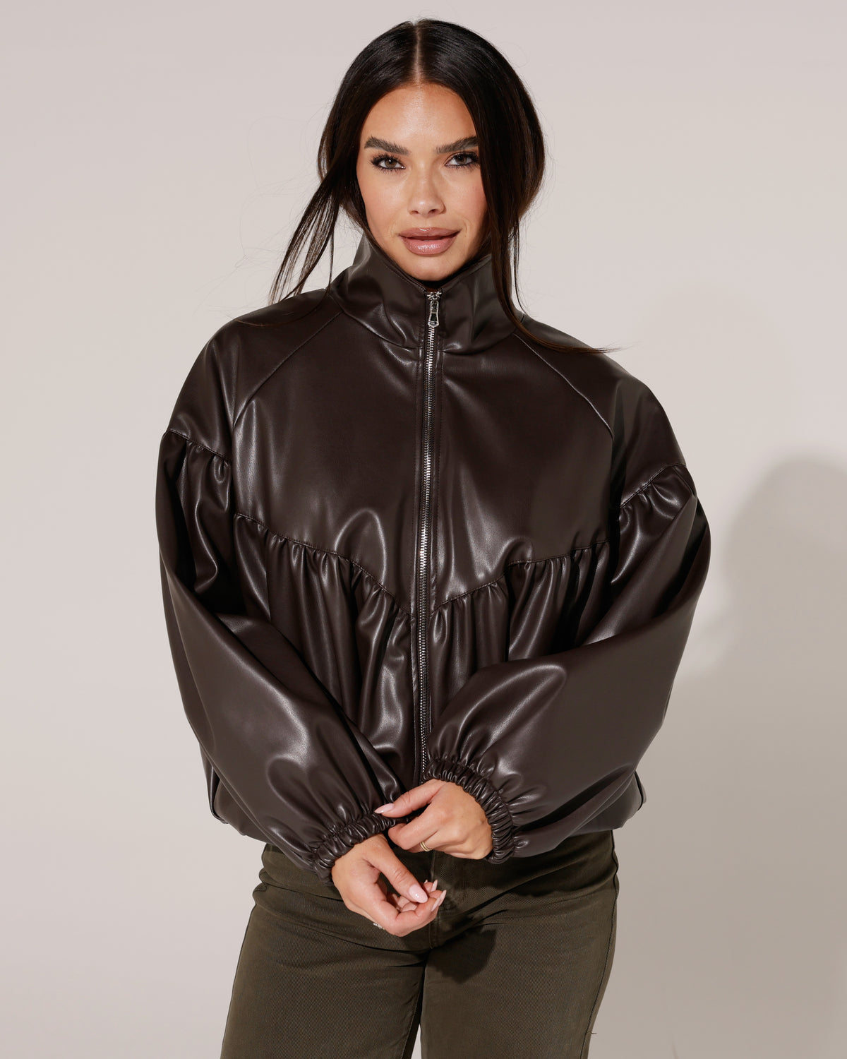 Leatherlook jacket Missy Donkerbruin