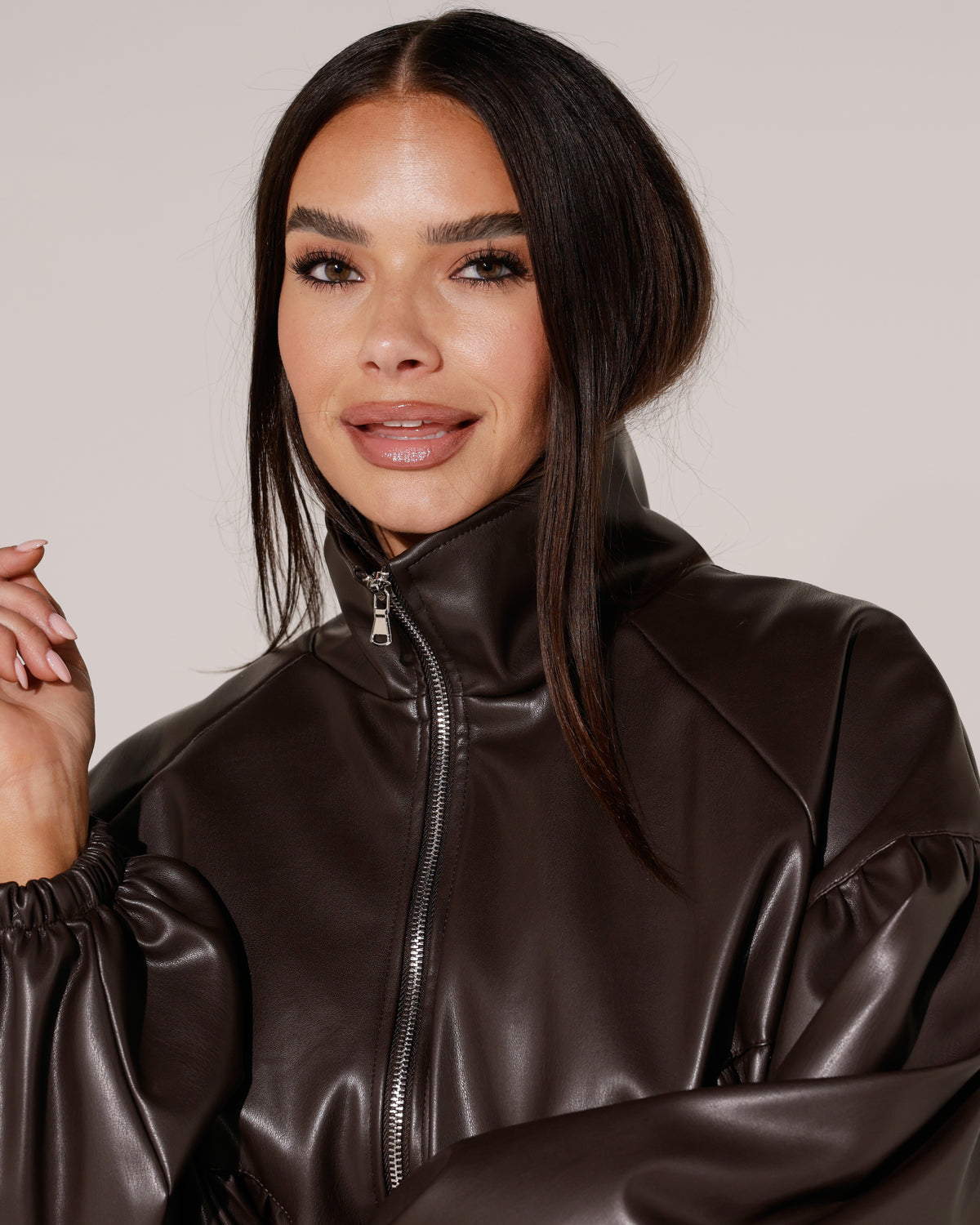 Leatherlook jacket Missy Donkerbruin