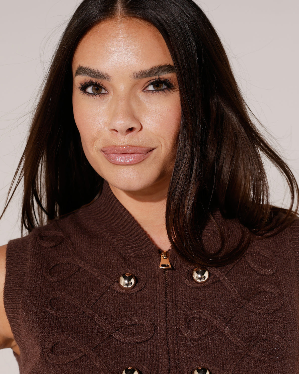 Gebreid gilet Bailey Donkerbruin