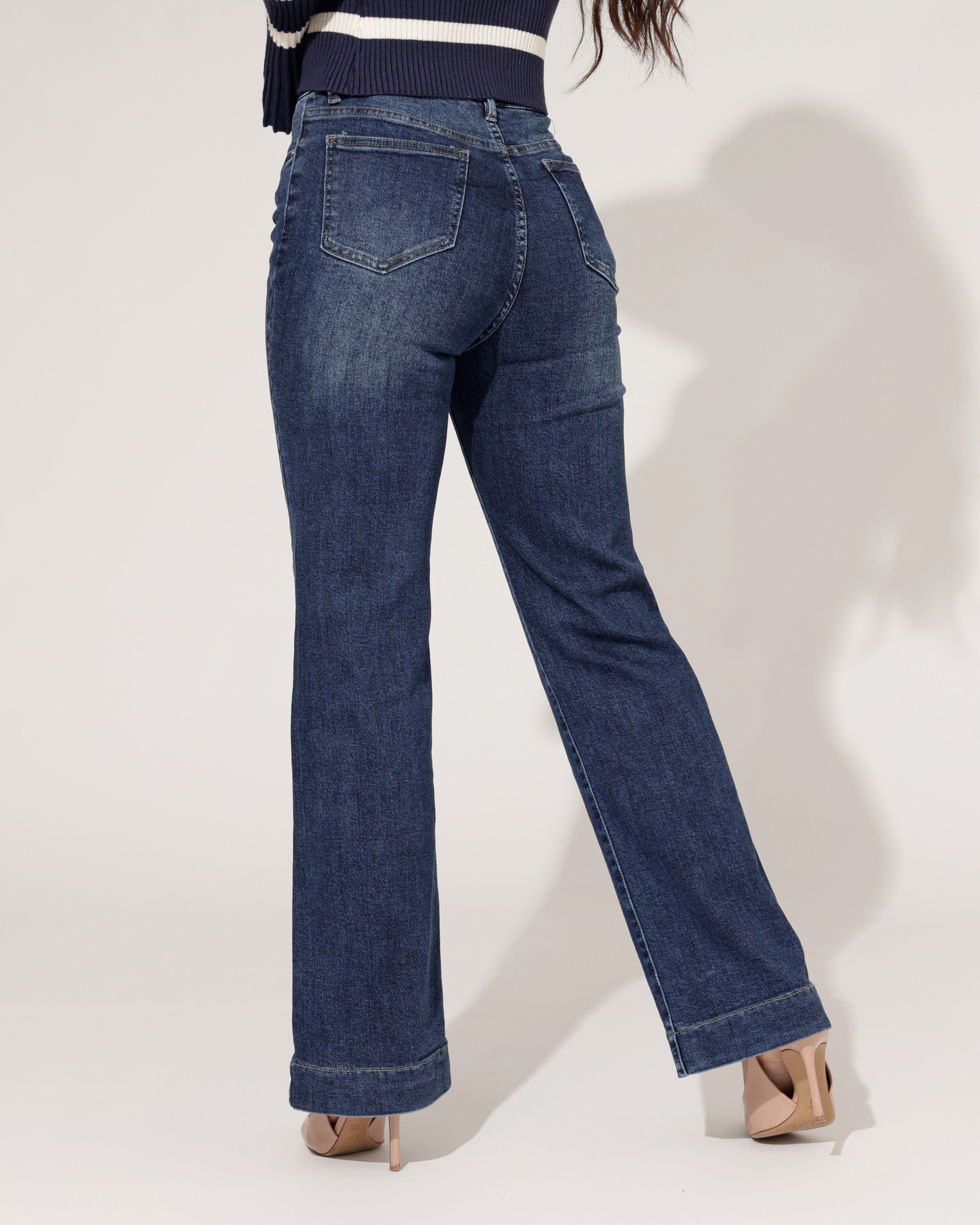 Folyrose | Wide leg jeans Gulia-Q Donkerblauw