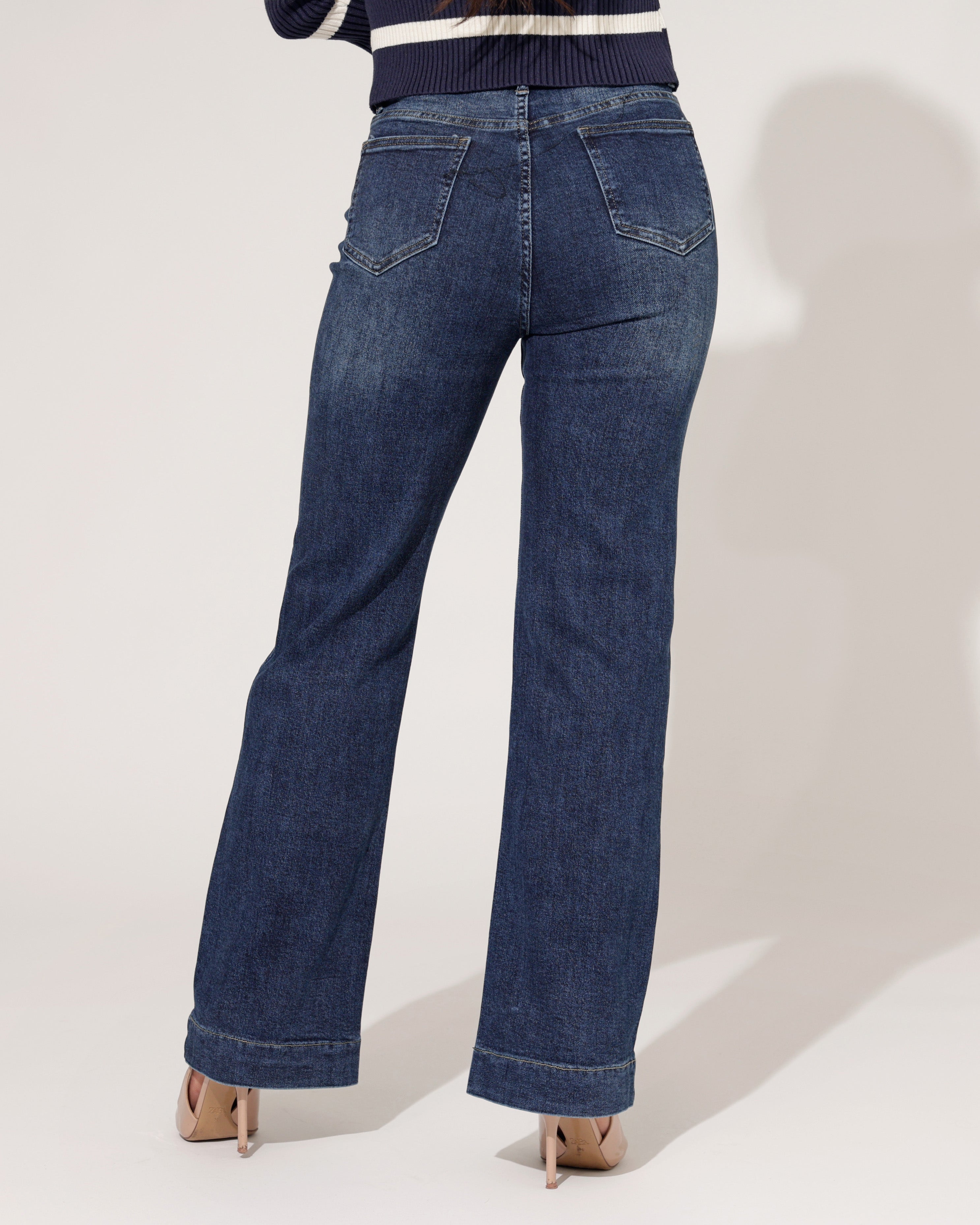 Folyrose | Wide leg jeans Gulia-Q Donkerblauw