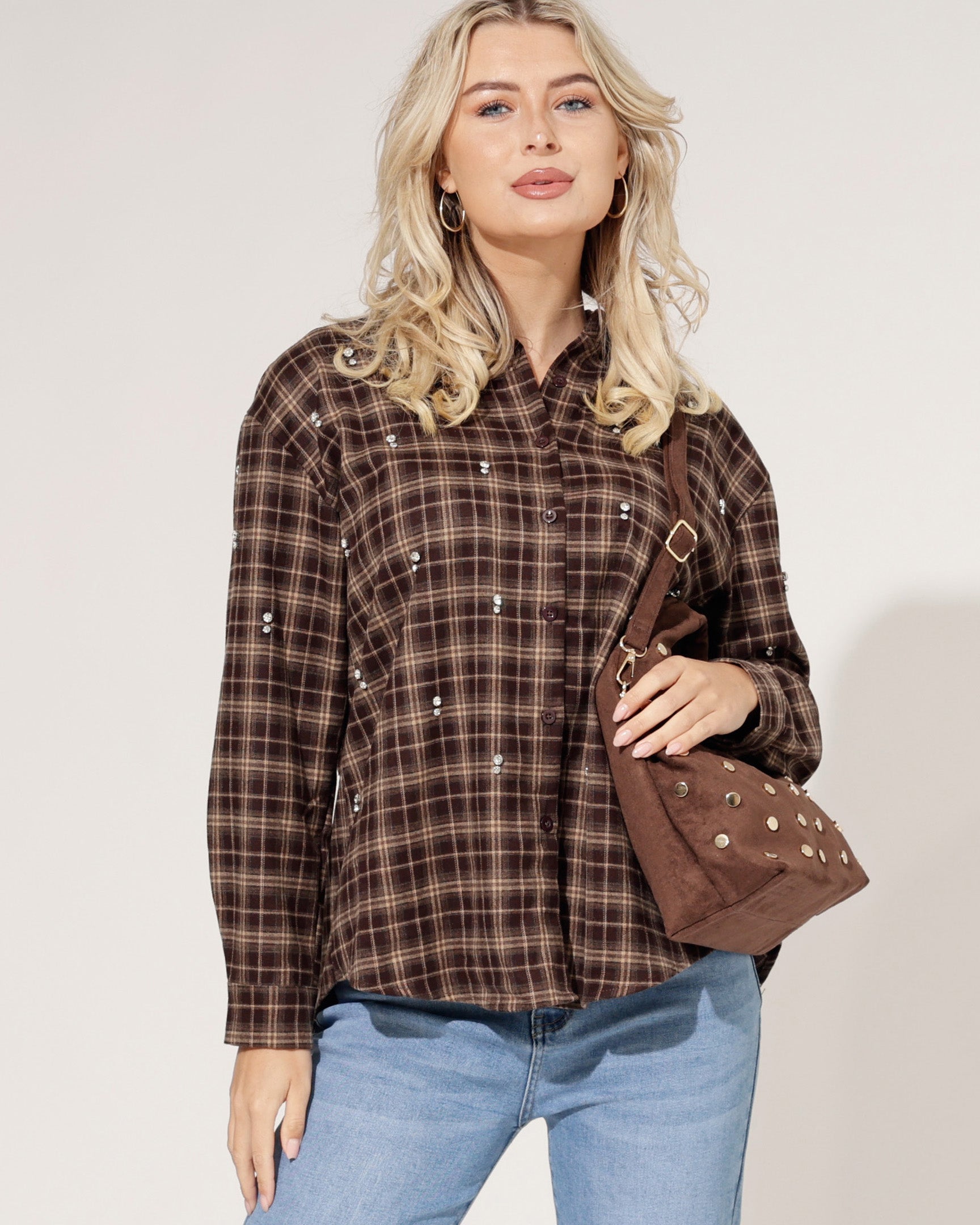 Suede-look Tas Melaniey Bruin