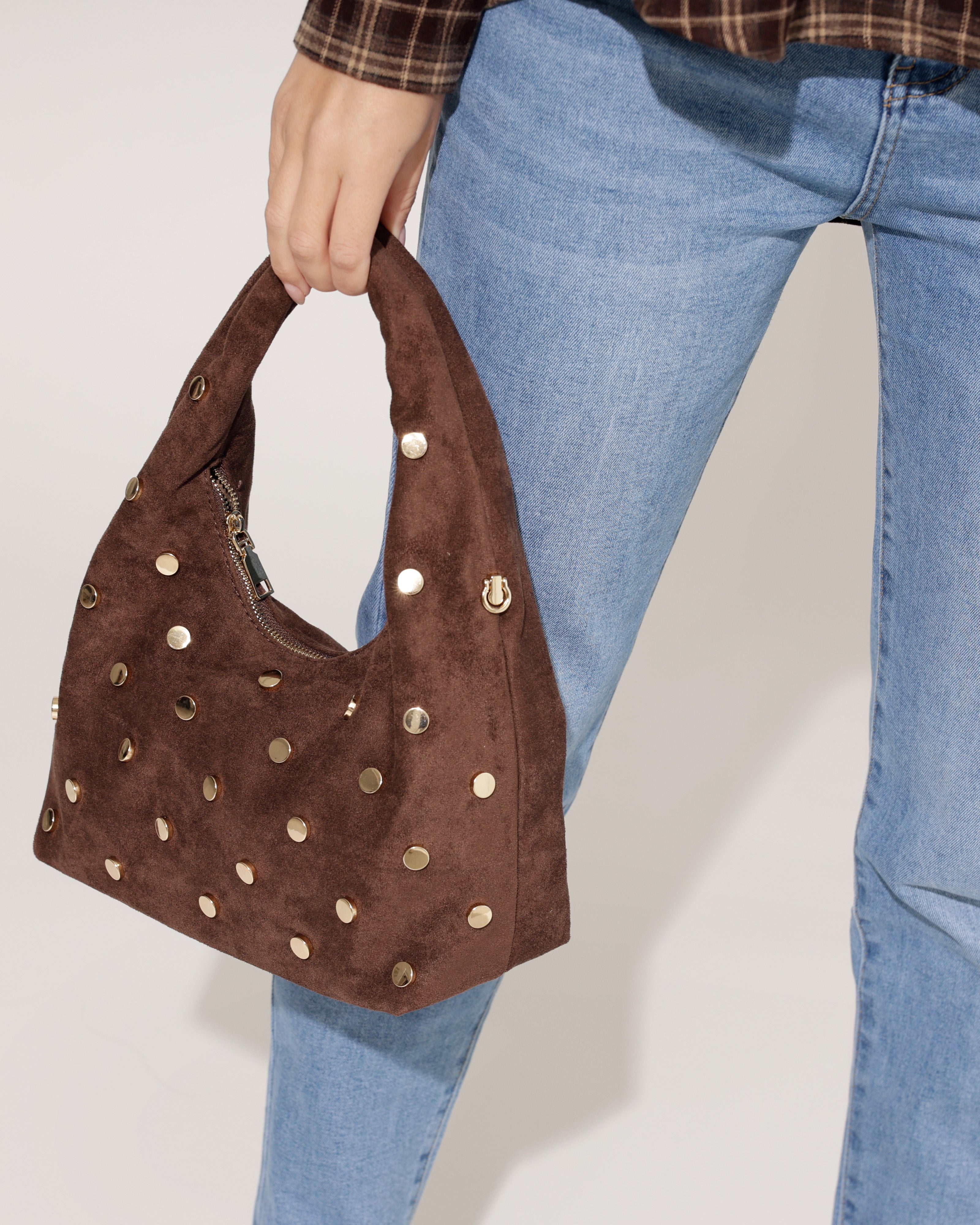 Suede-look Tas Melaniey Bruin