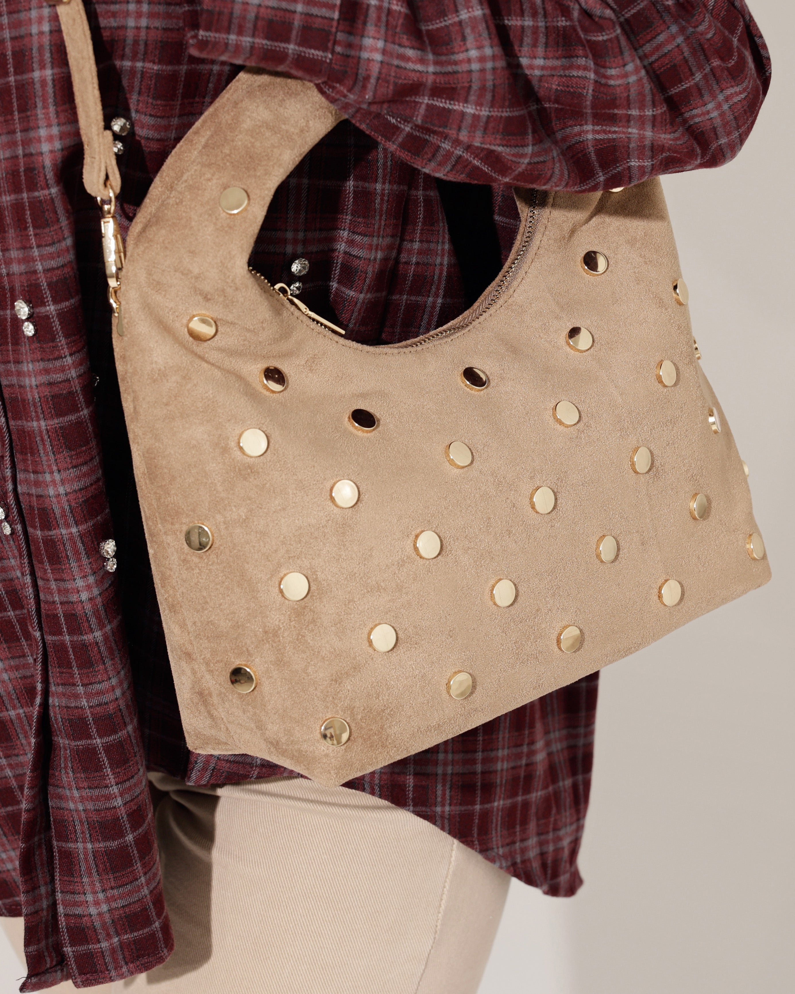 Suede-look Tas Melaniey Taupe