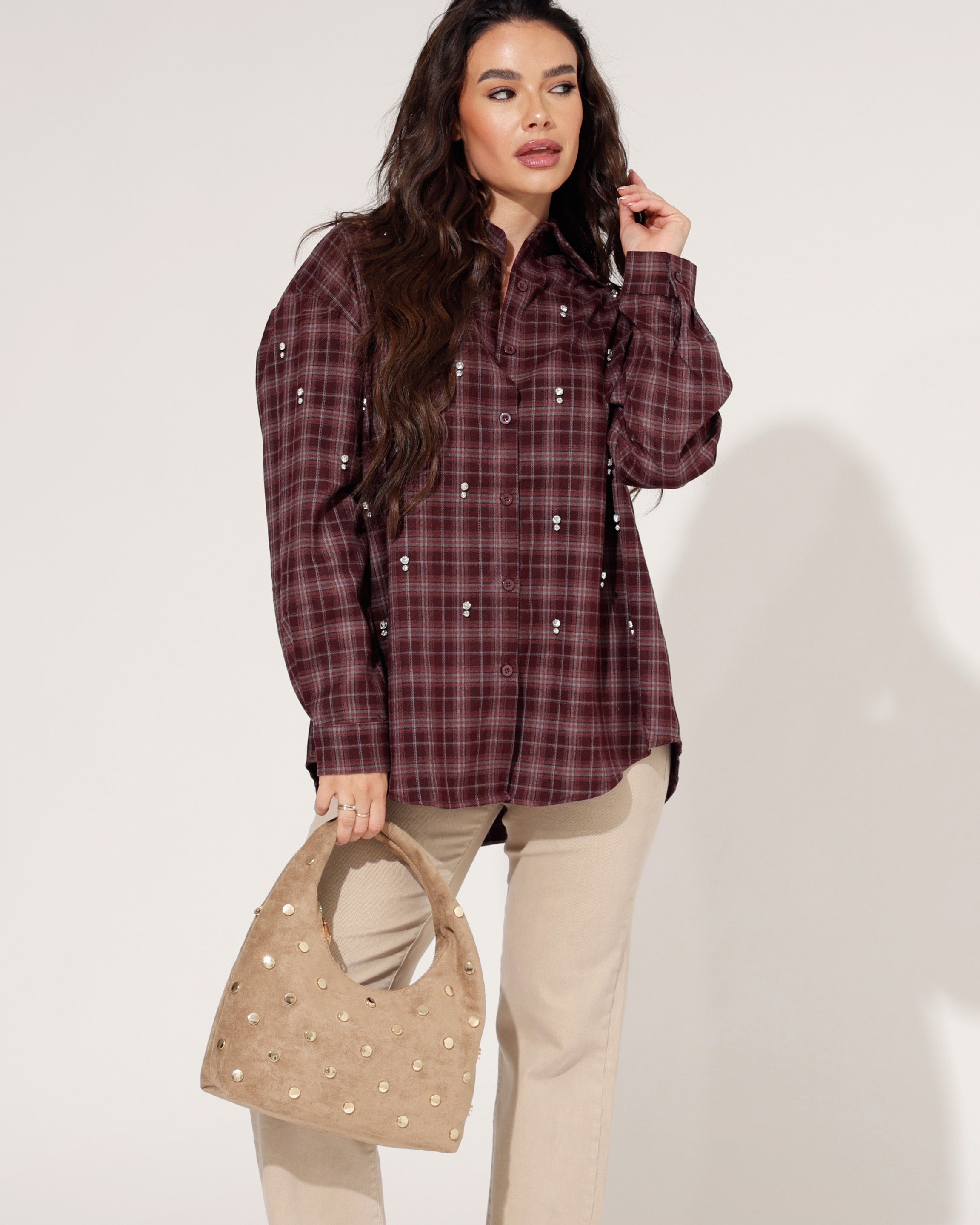 Suede-look Tas Melaniey Taupe