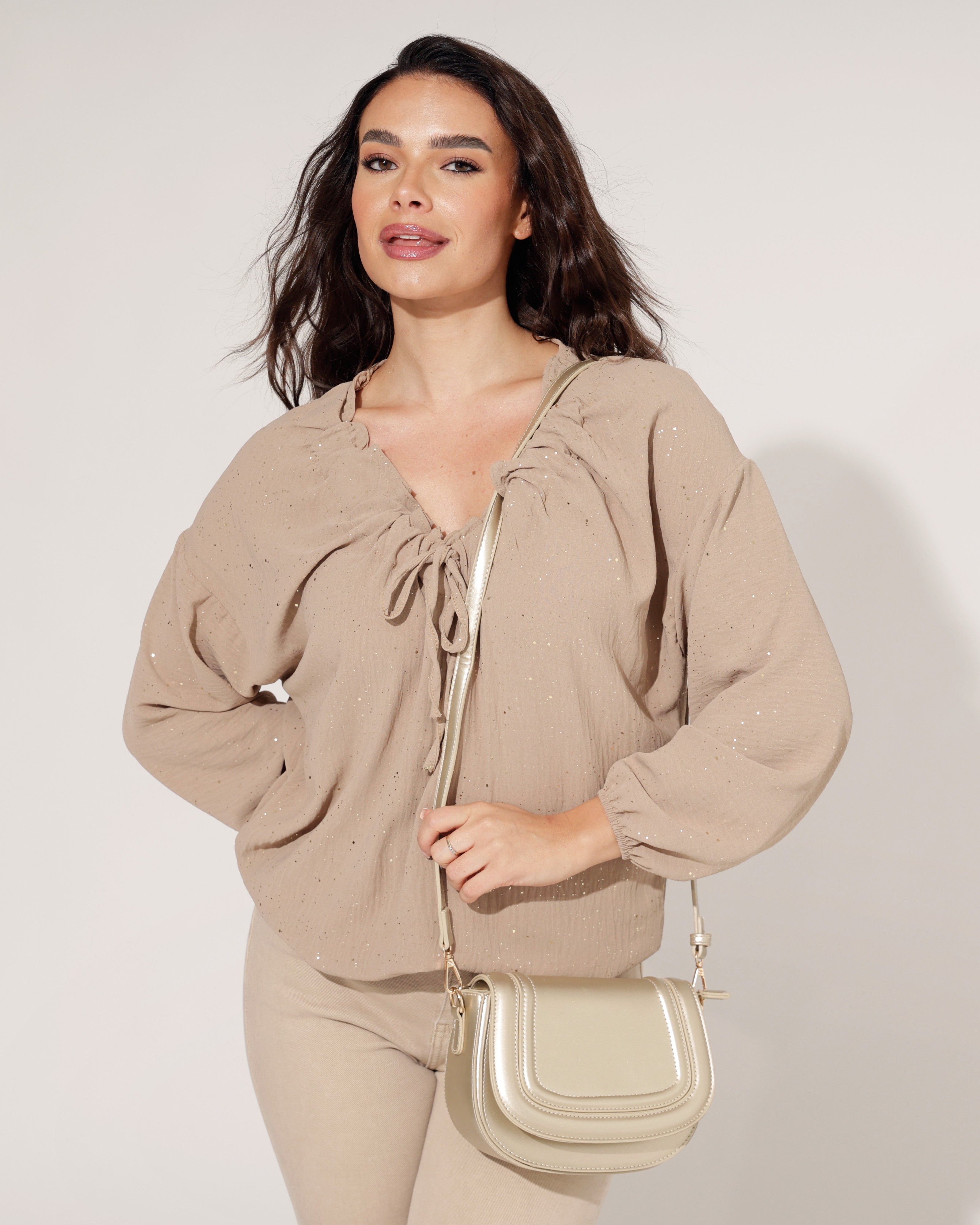 Glitter top Jilley Camel