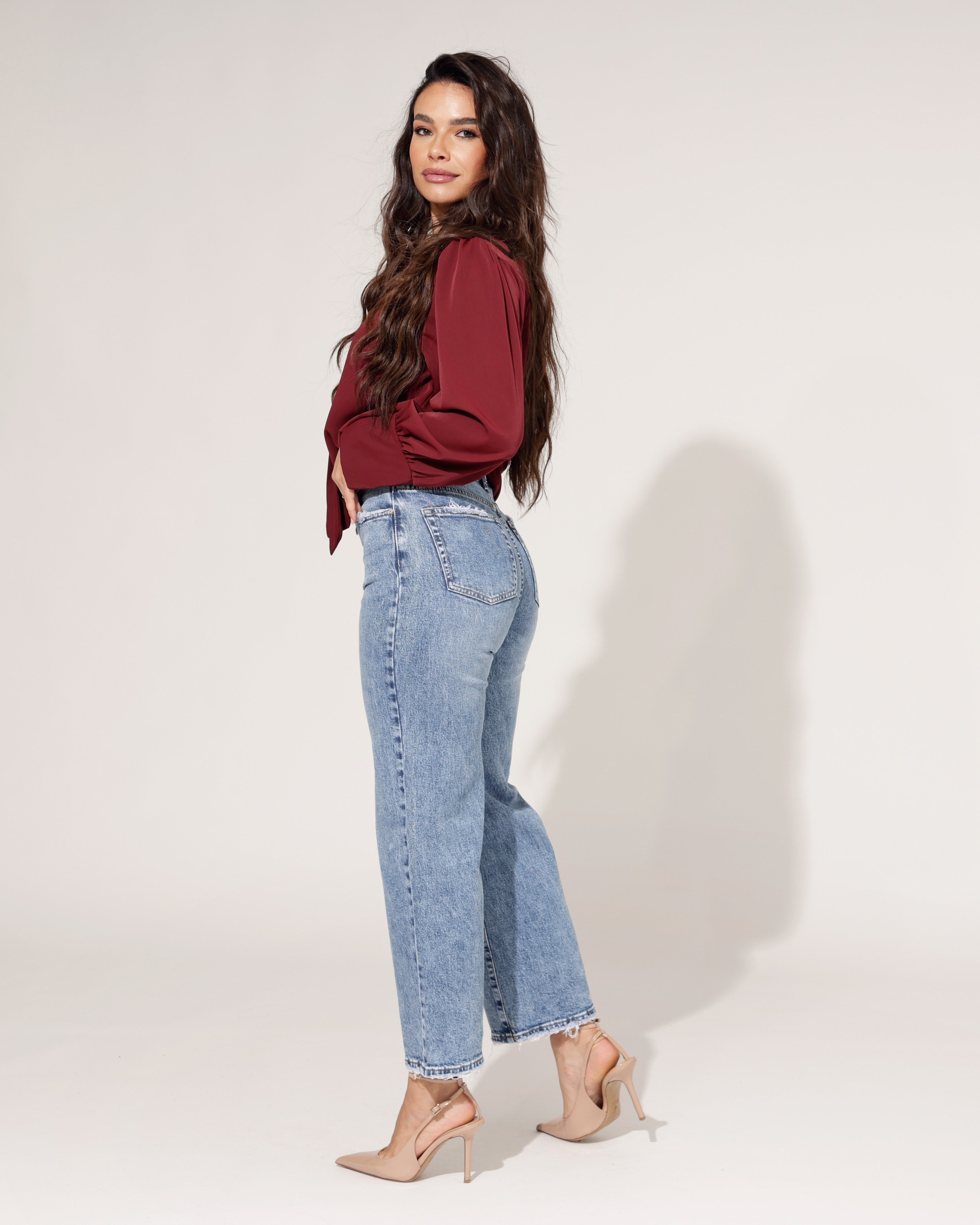 Queen Hearts | Wide leg, Straight jeans Miles-1 Blauw