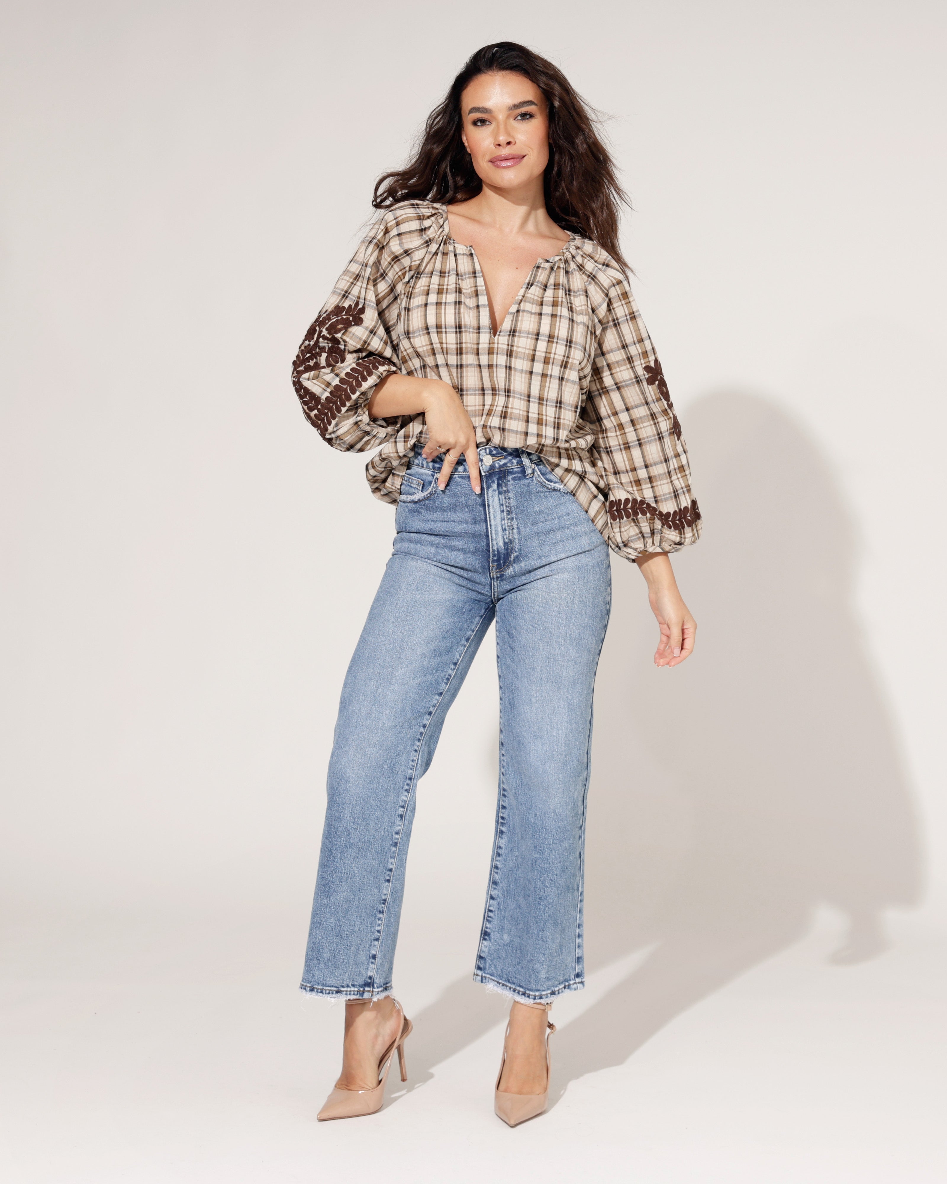 Queen Hearts | Wide leg, Straight jeans Miles-1 Blauw