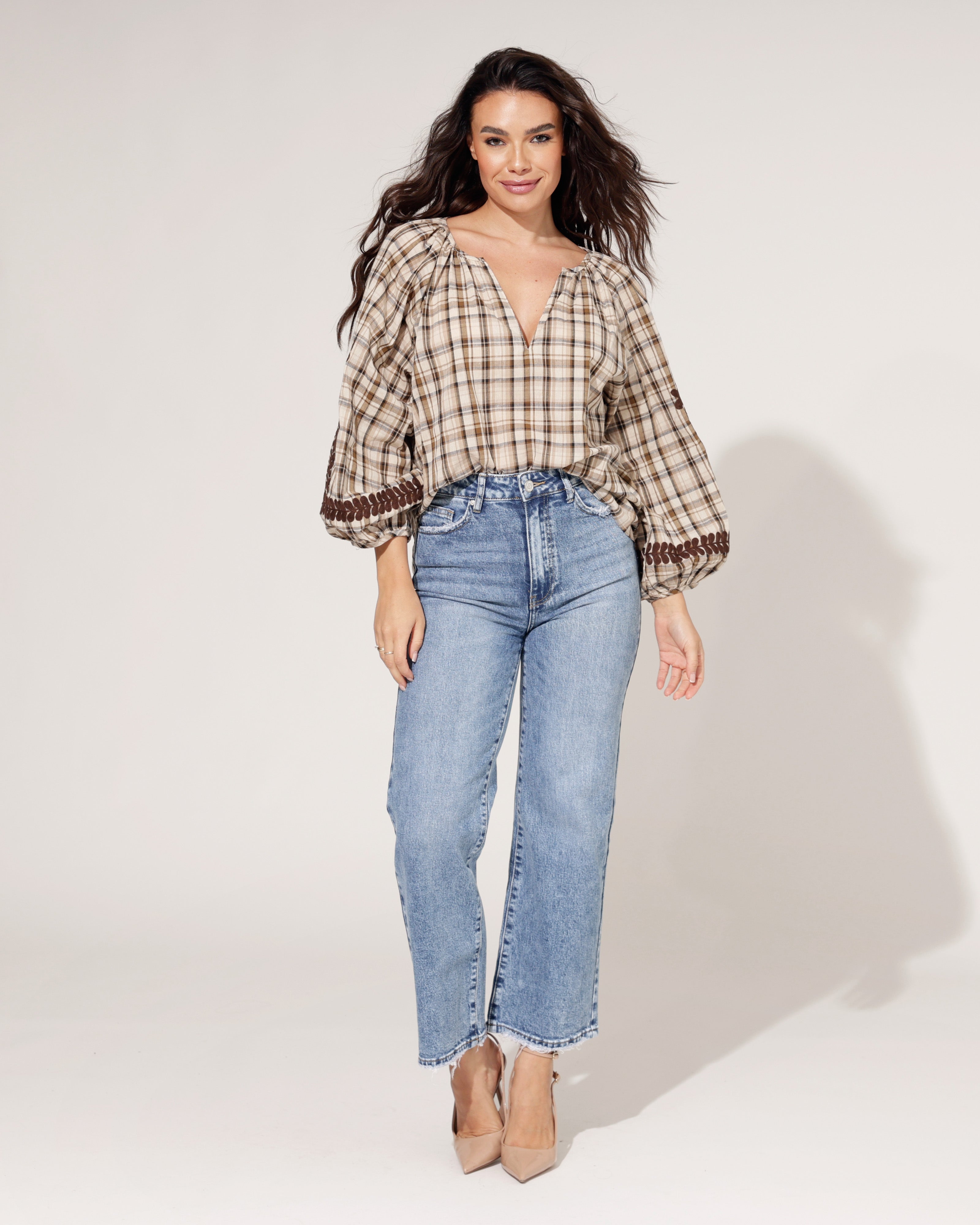 Queen Hearts | Wide leg, Straight jeans Miles-1 Blauw