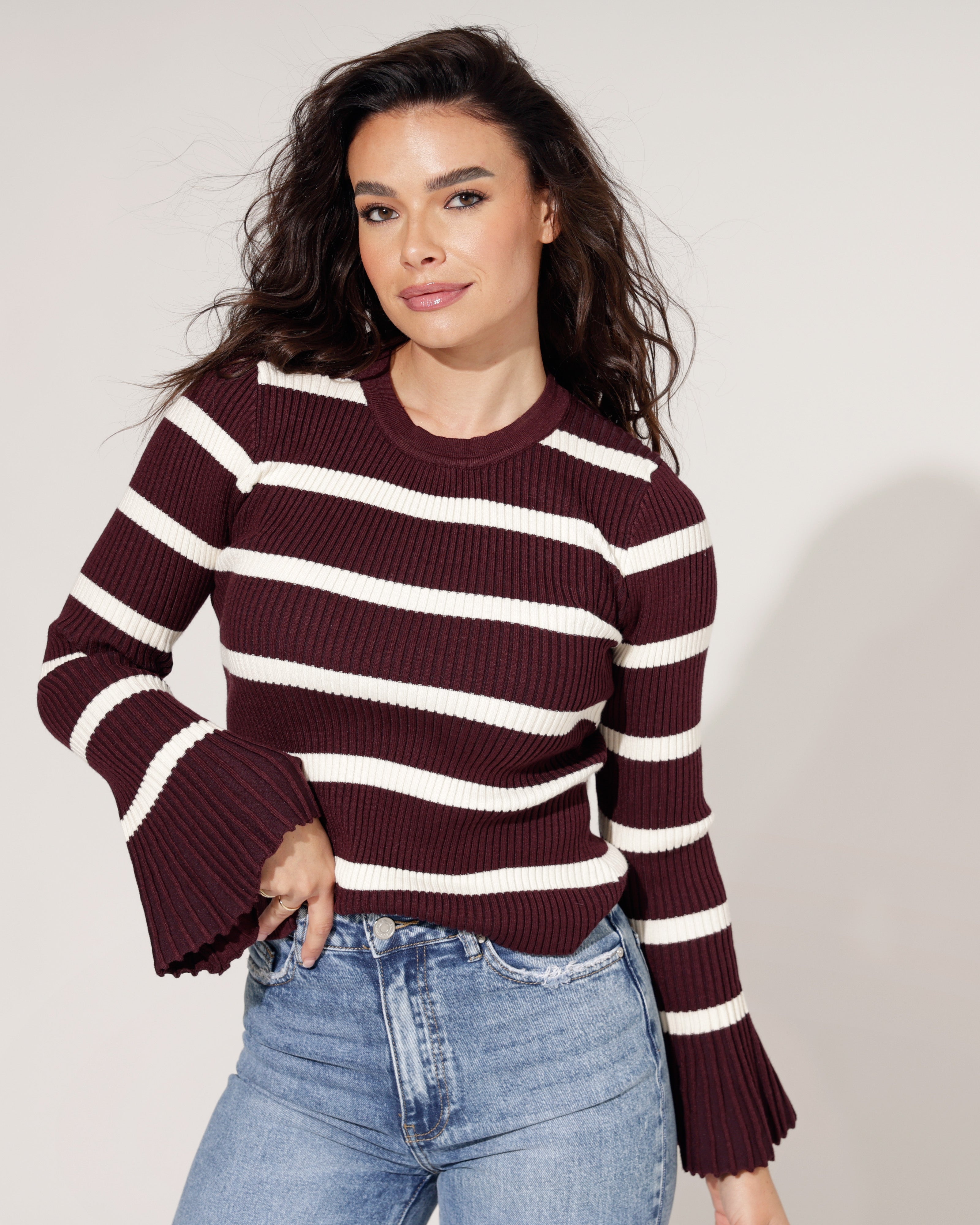 Gestreepte top Lucey Bordeaux