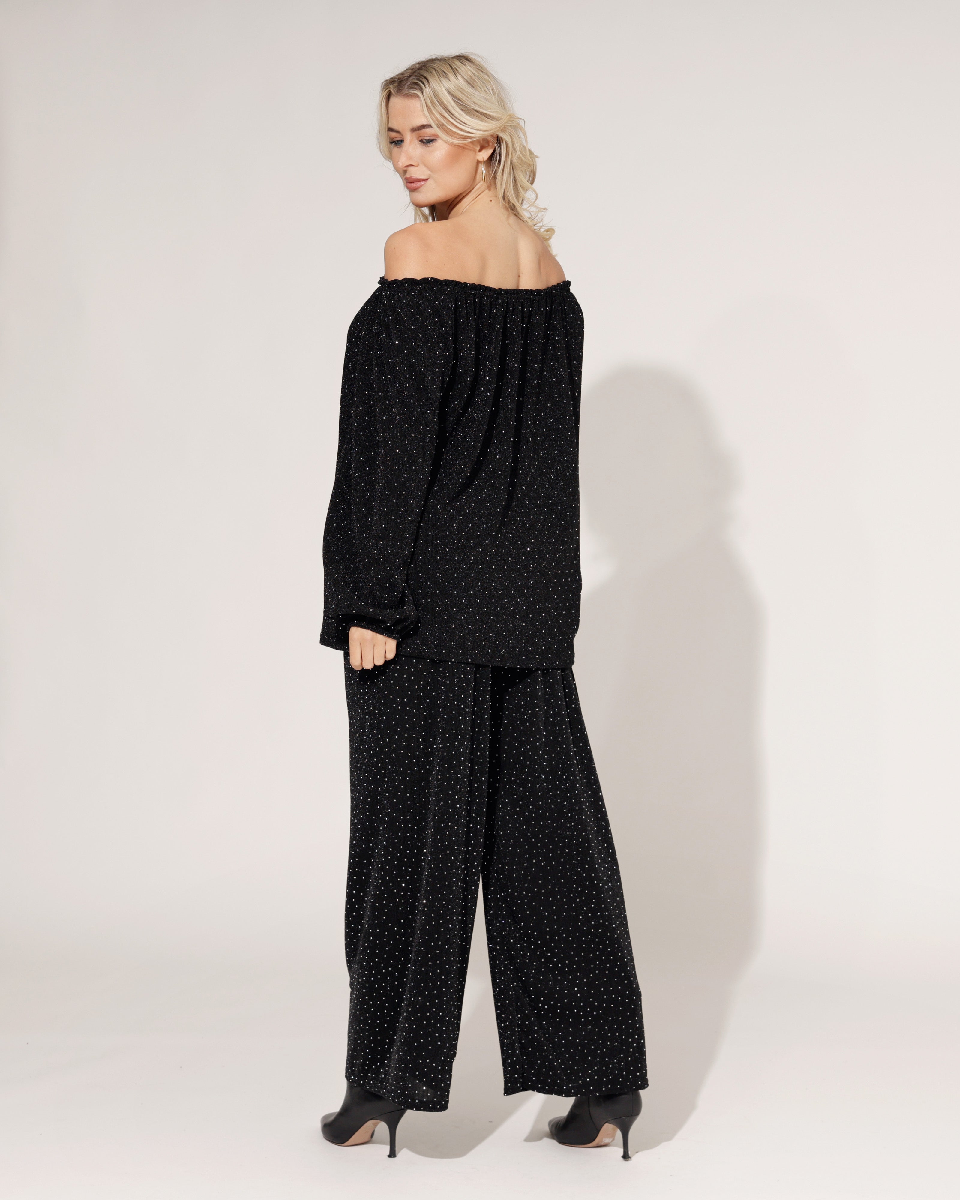 Glitter broek Jamie Zwart