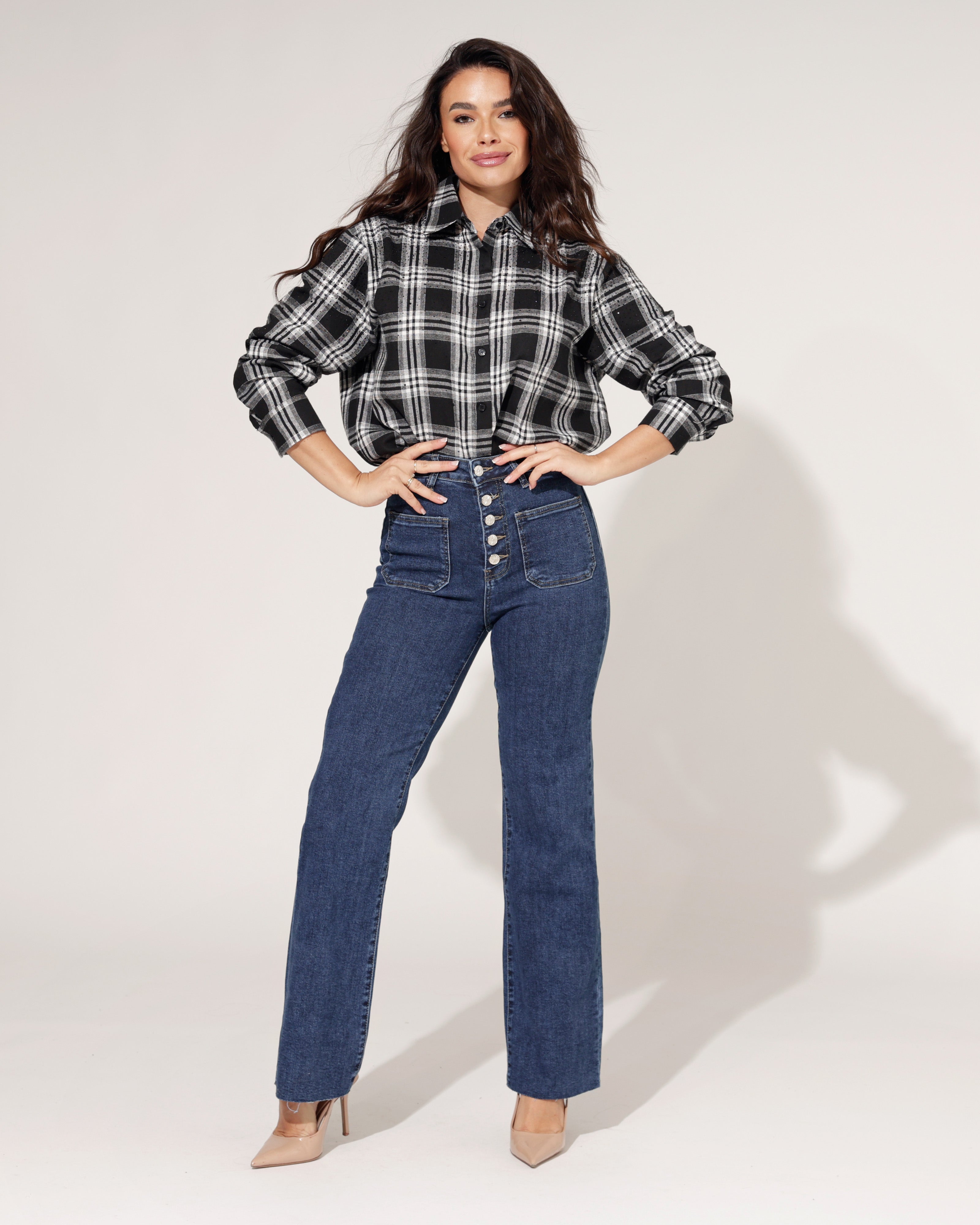 Folyrose | Wide leg jeans Iris-D Donkerblauw