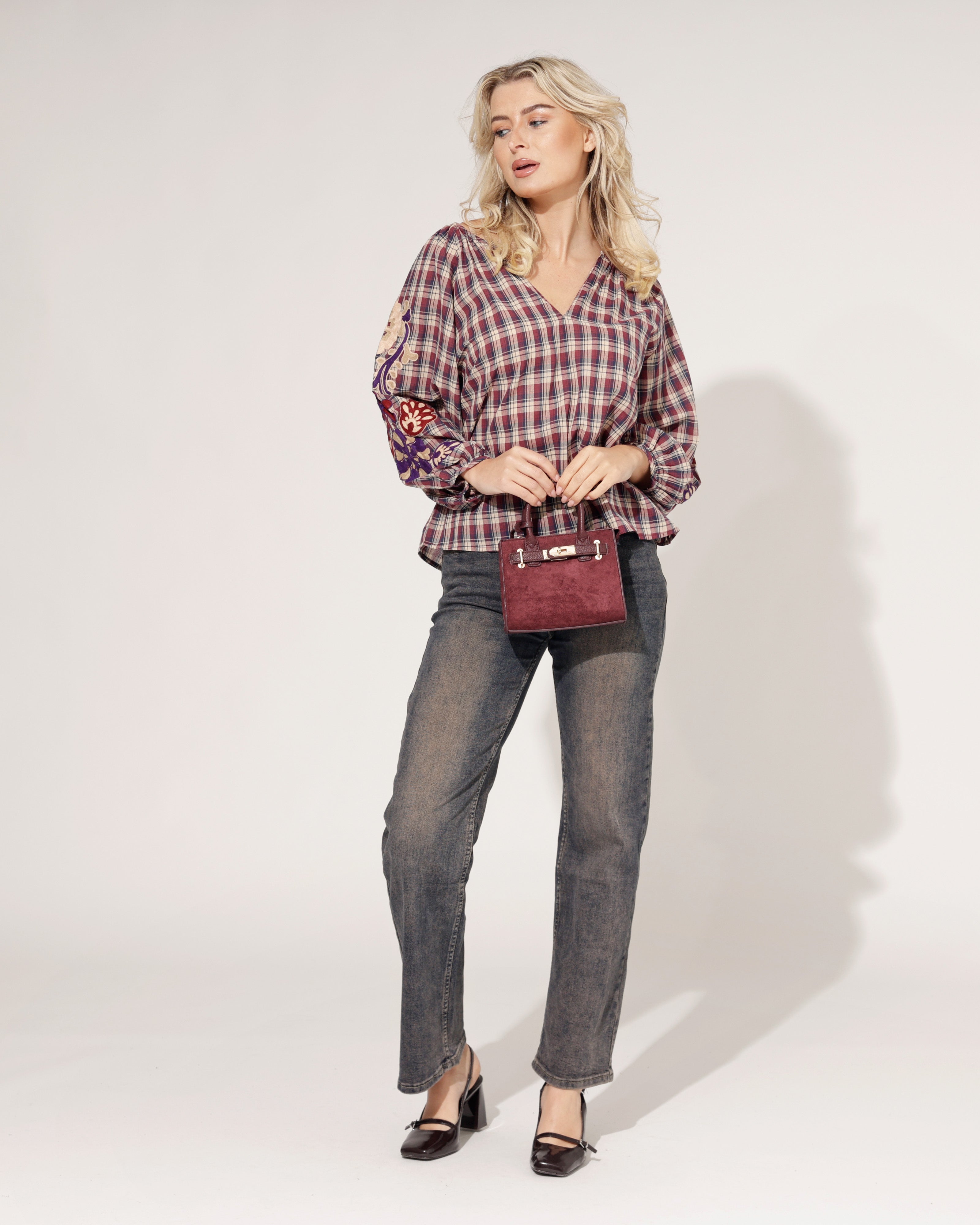 Suede-look Tas Lianne Bordeaux