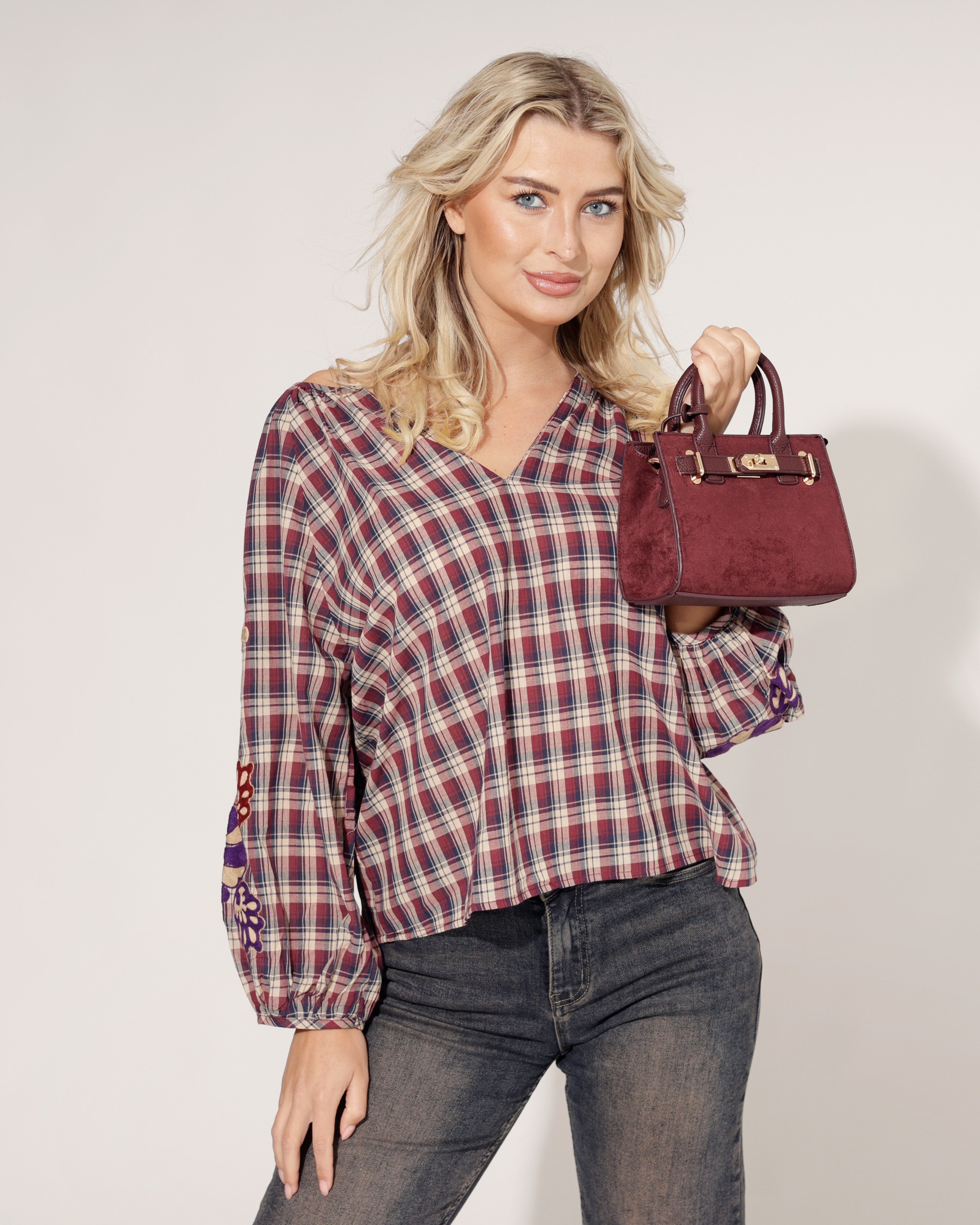 Suede-look Tas Lianne Bordeaux