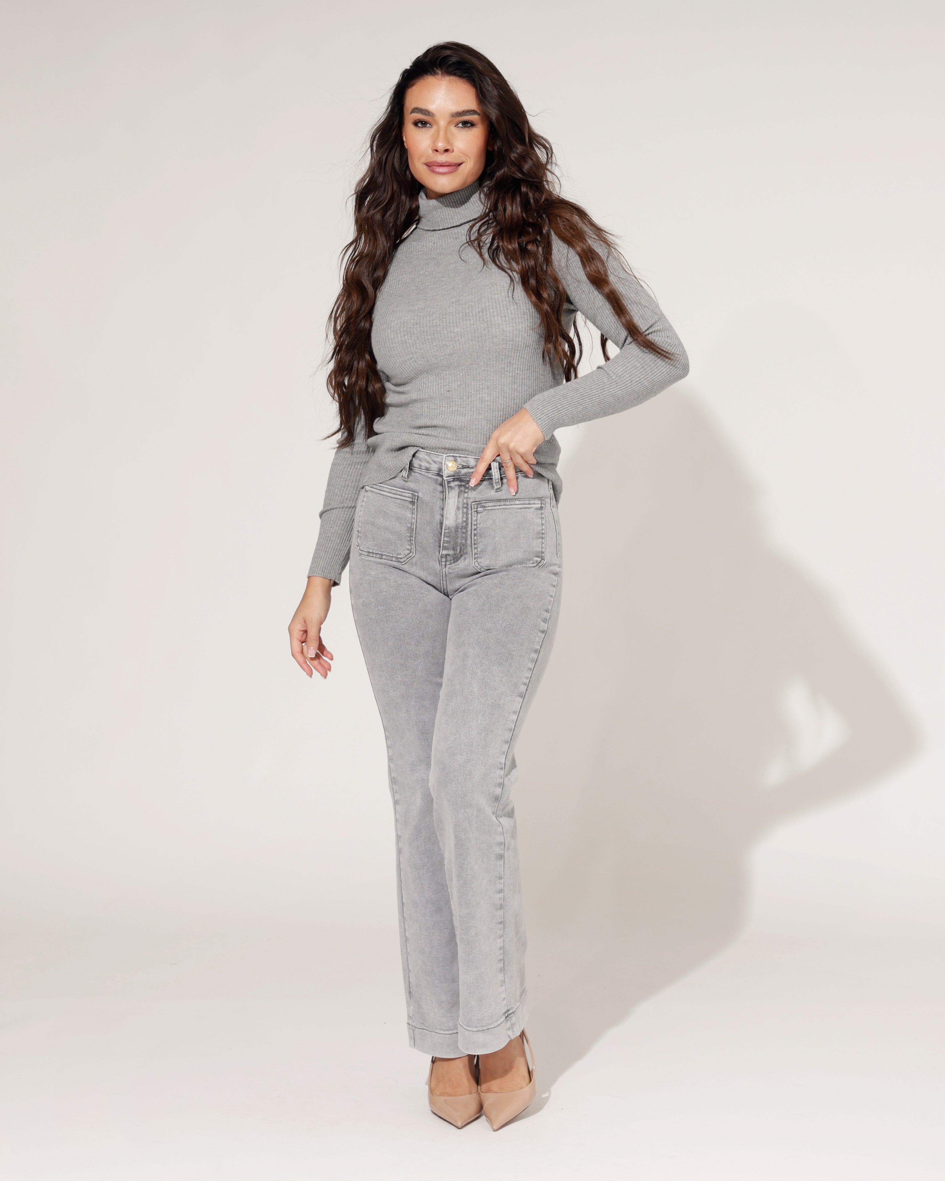 Folyrose | Wide leg jeans Jana-S Grijs