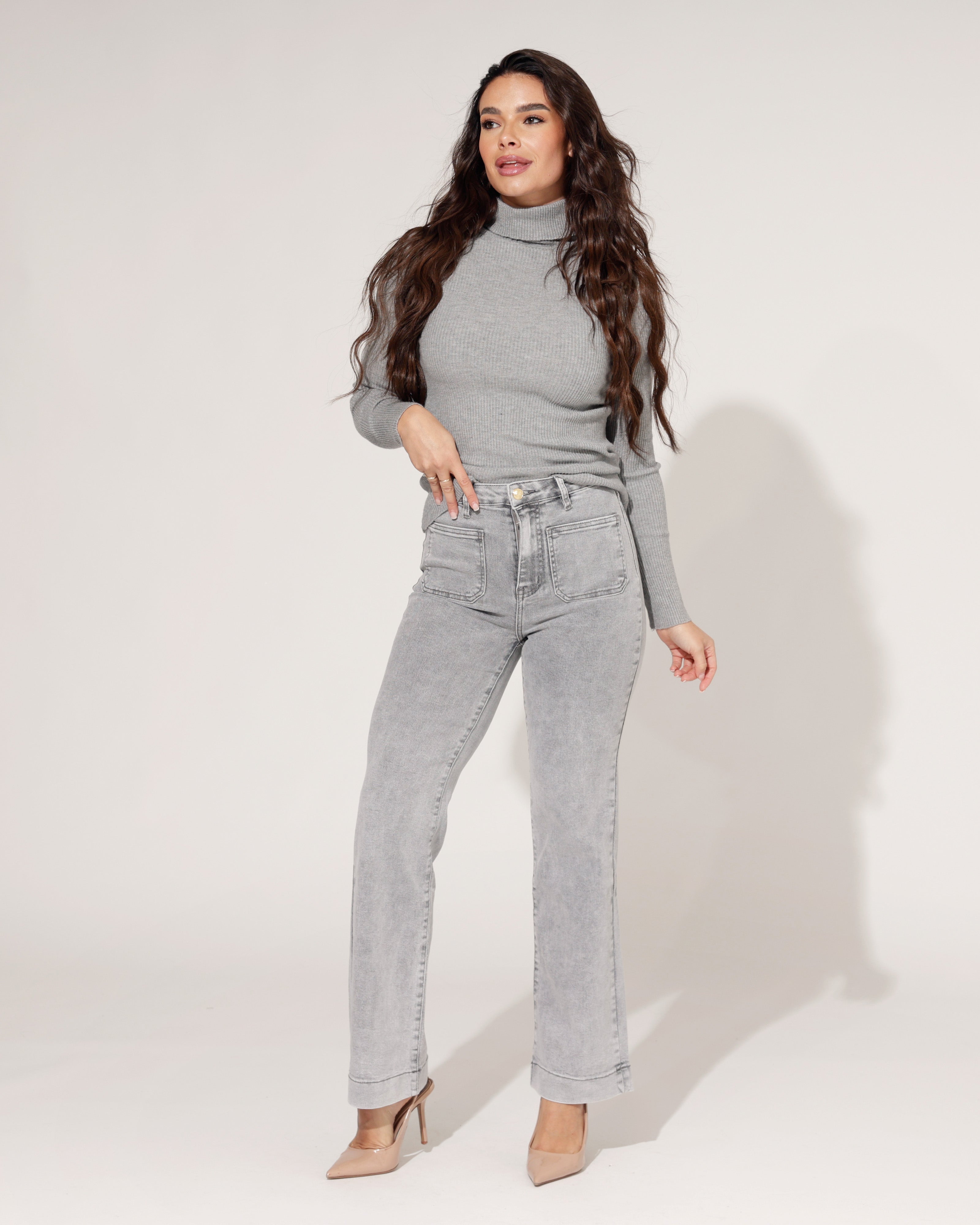 Folyrose | Wide leg jeans Jana-S Grijs